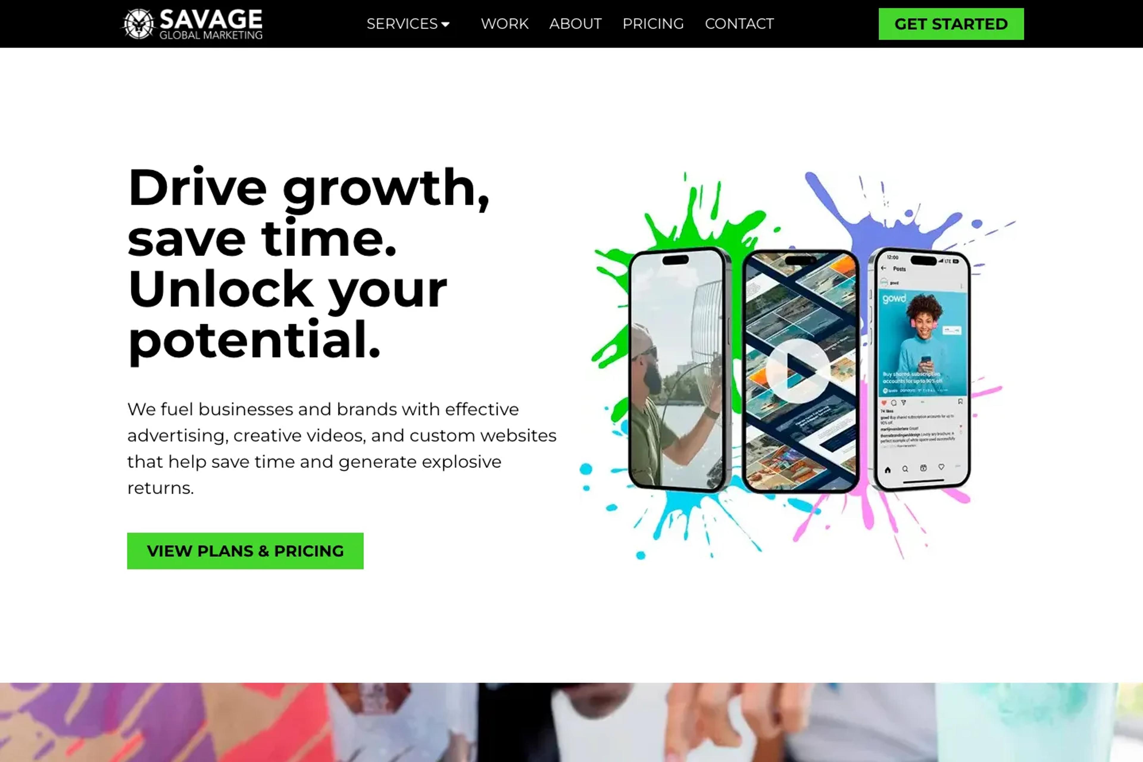 Savage Global Marketing website homepage