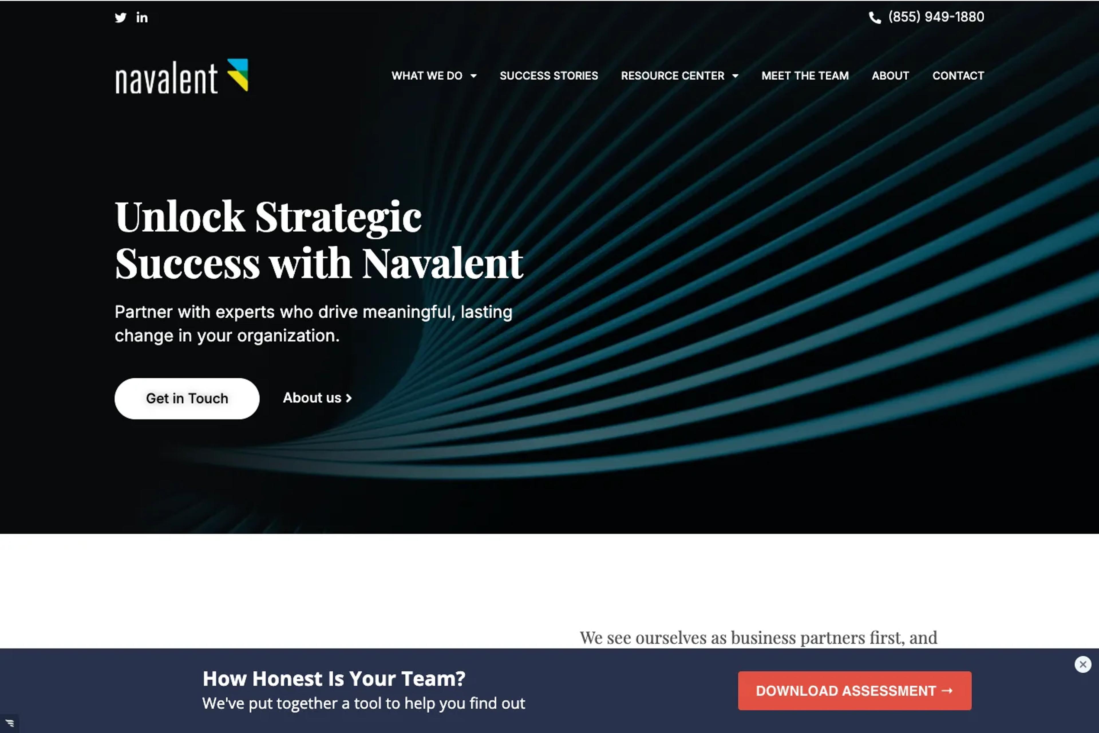 Navalent website homepage