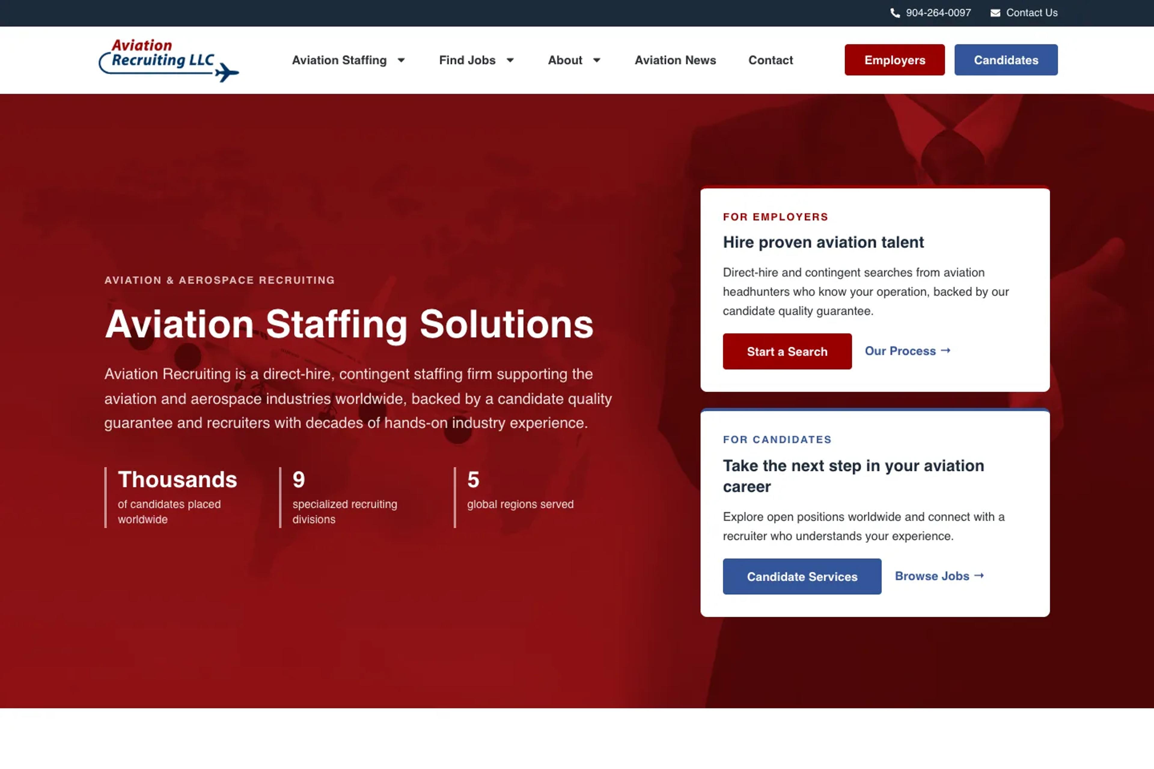 Aviation Recruiting website homepage