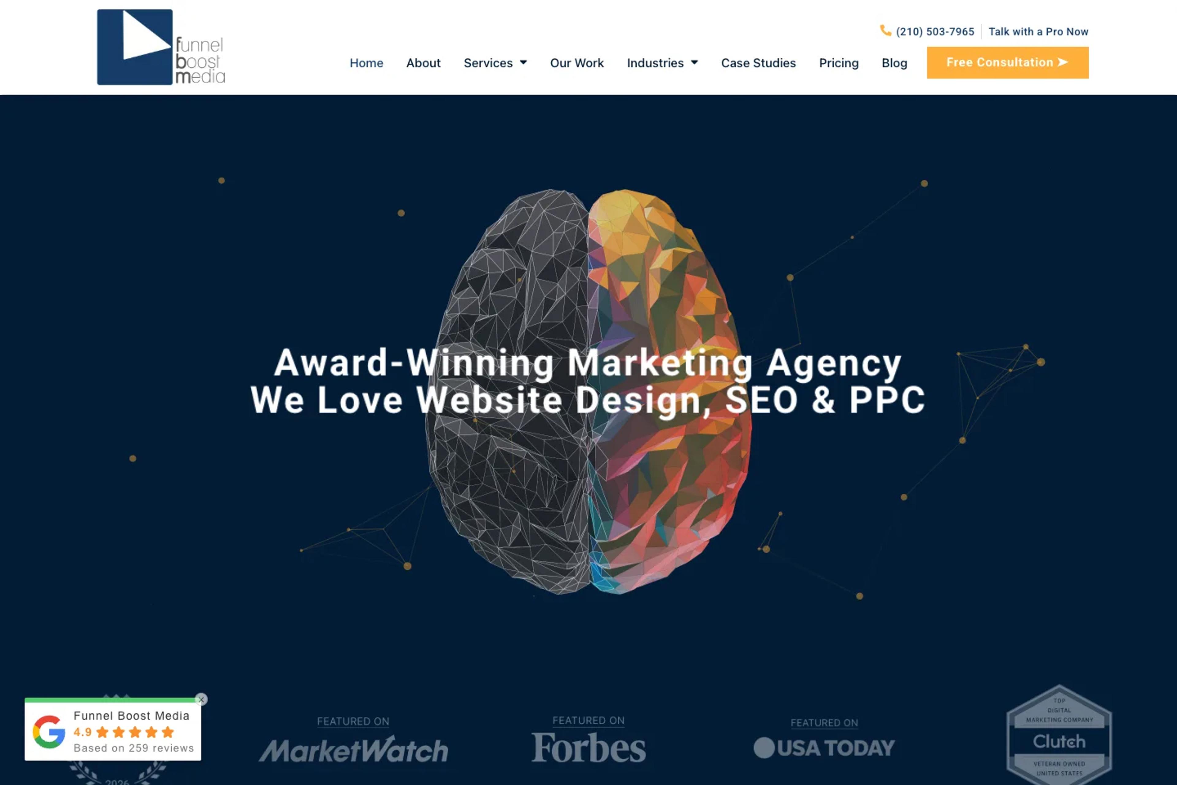 Funnel Boost Media website homepage