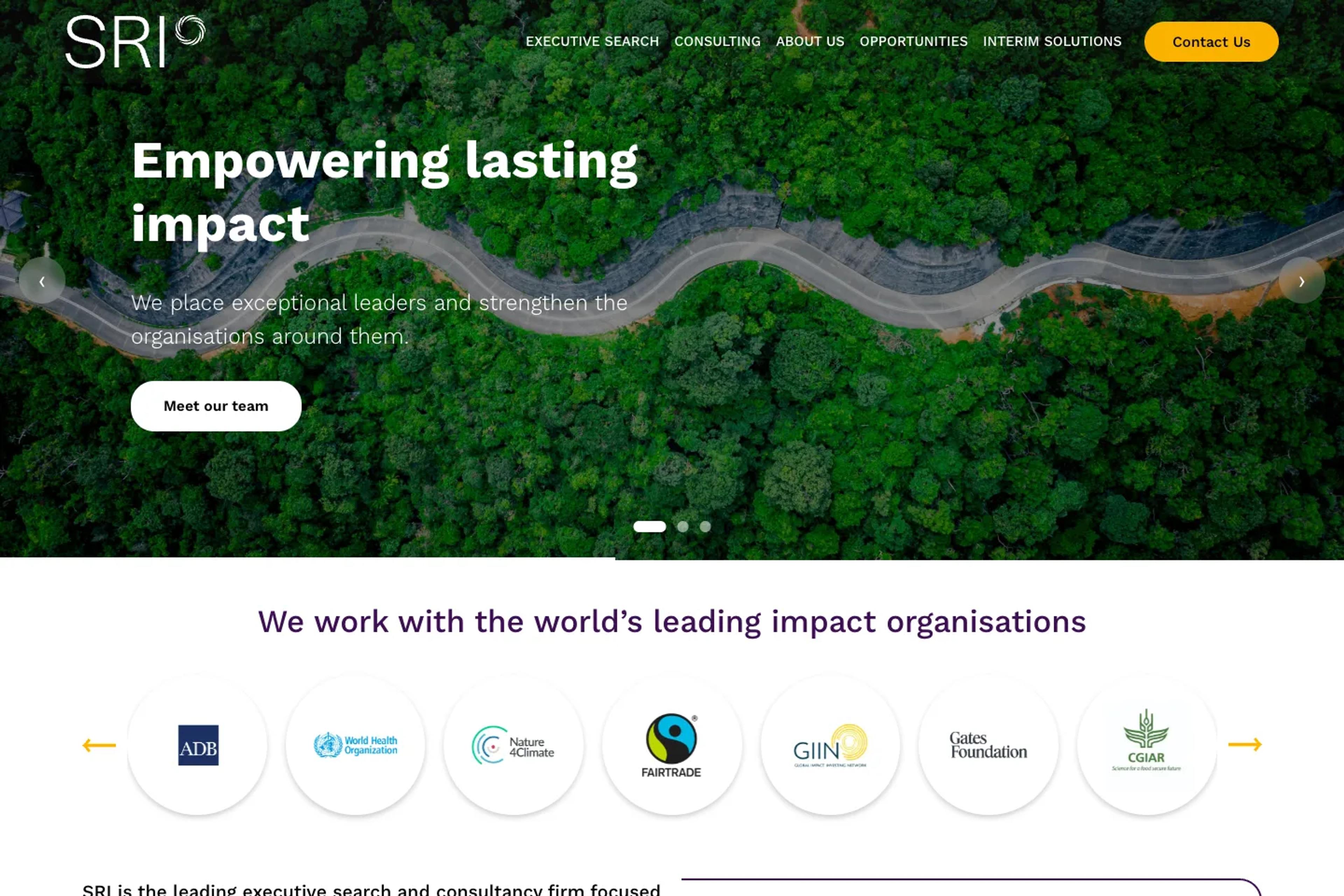 SRI Executive website homepage