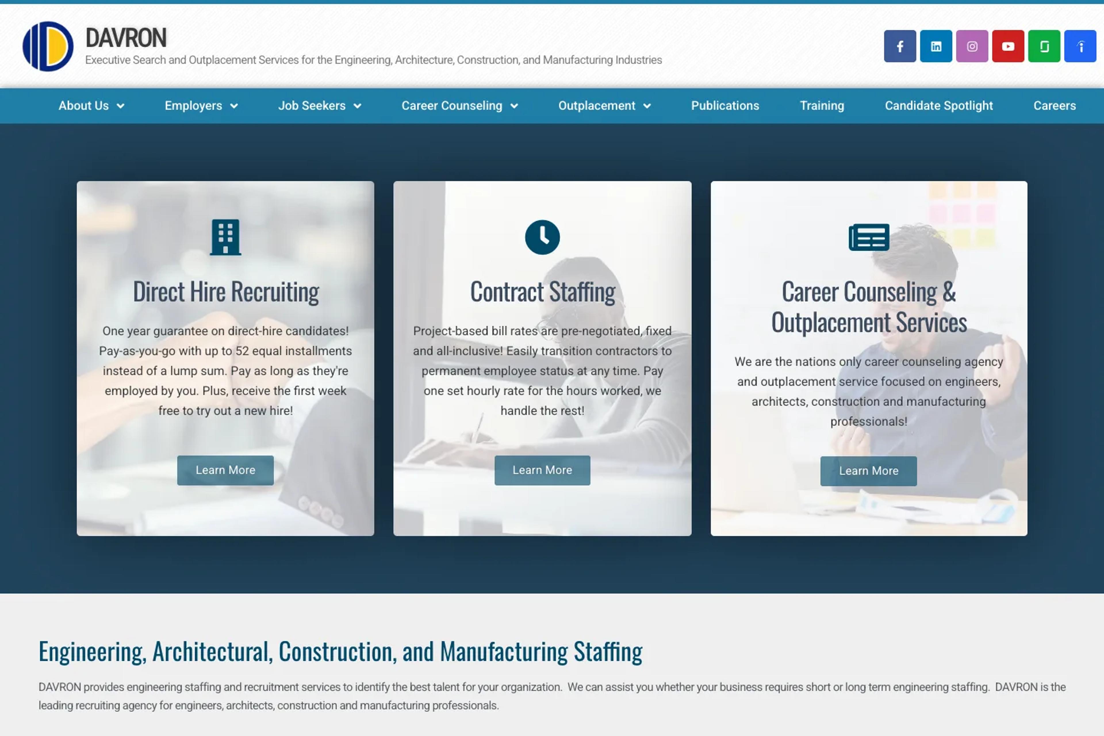 DAVRON website homepage