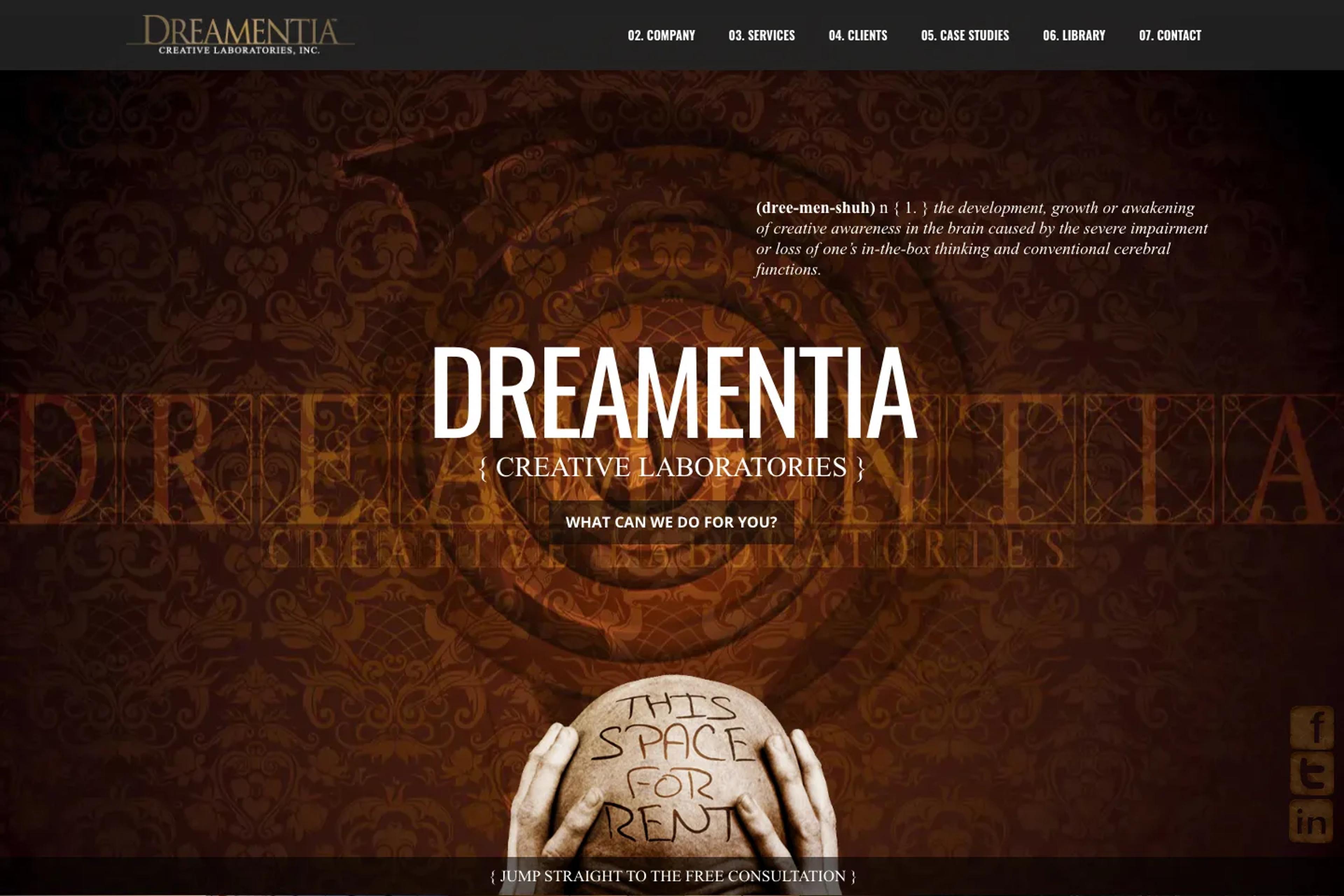 Dreamentia website homepage
