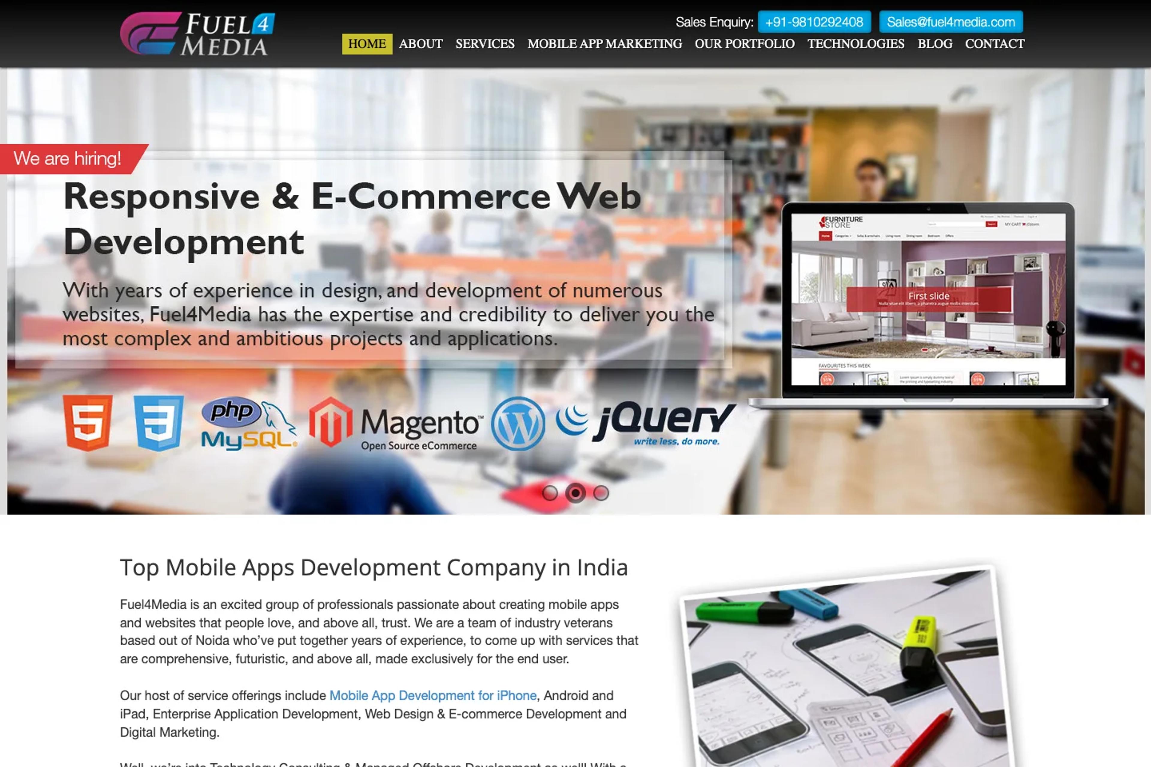 Fuel4Media website homepage
