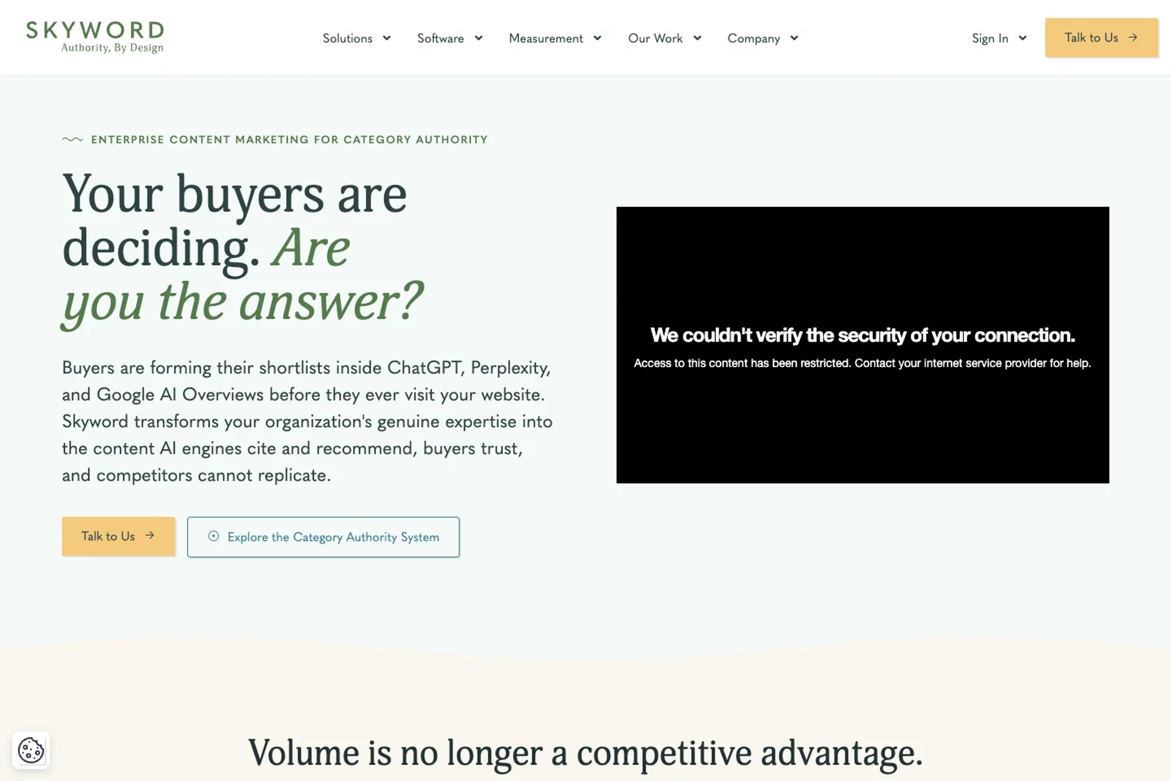 Skyword website homepage