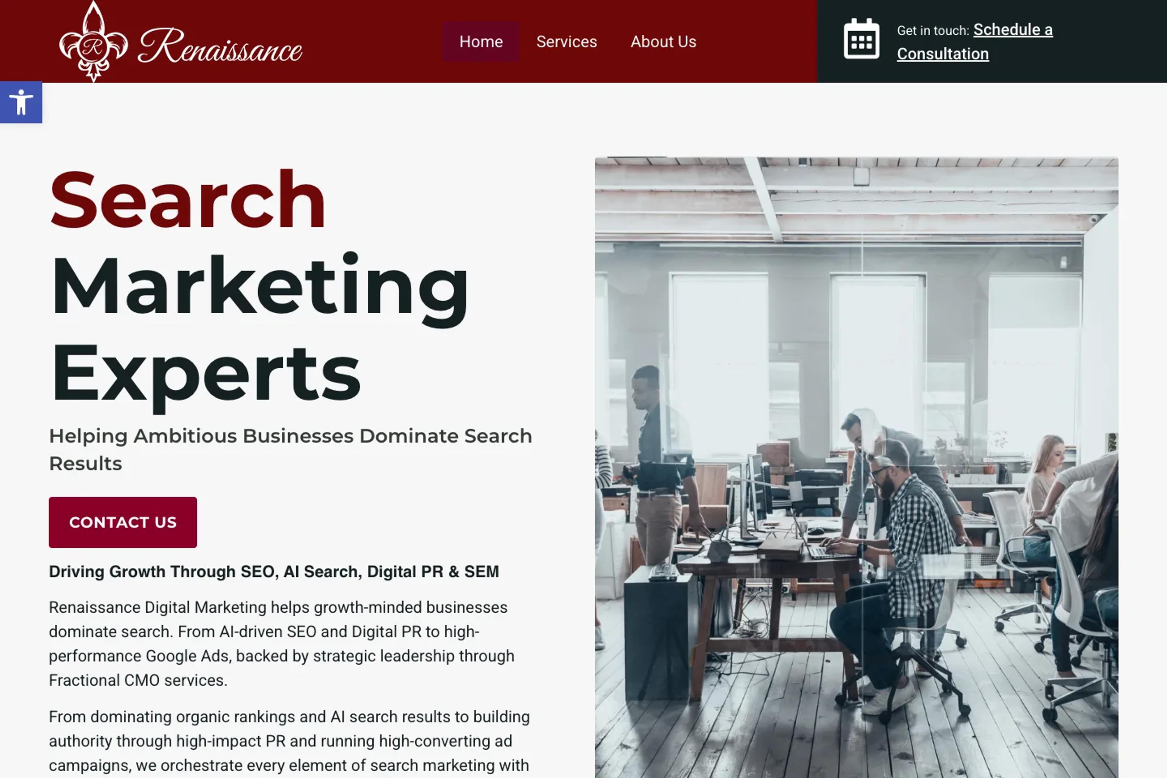 Renaissance Digital Marketing website homepage