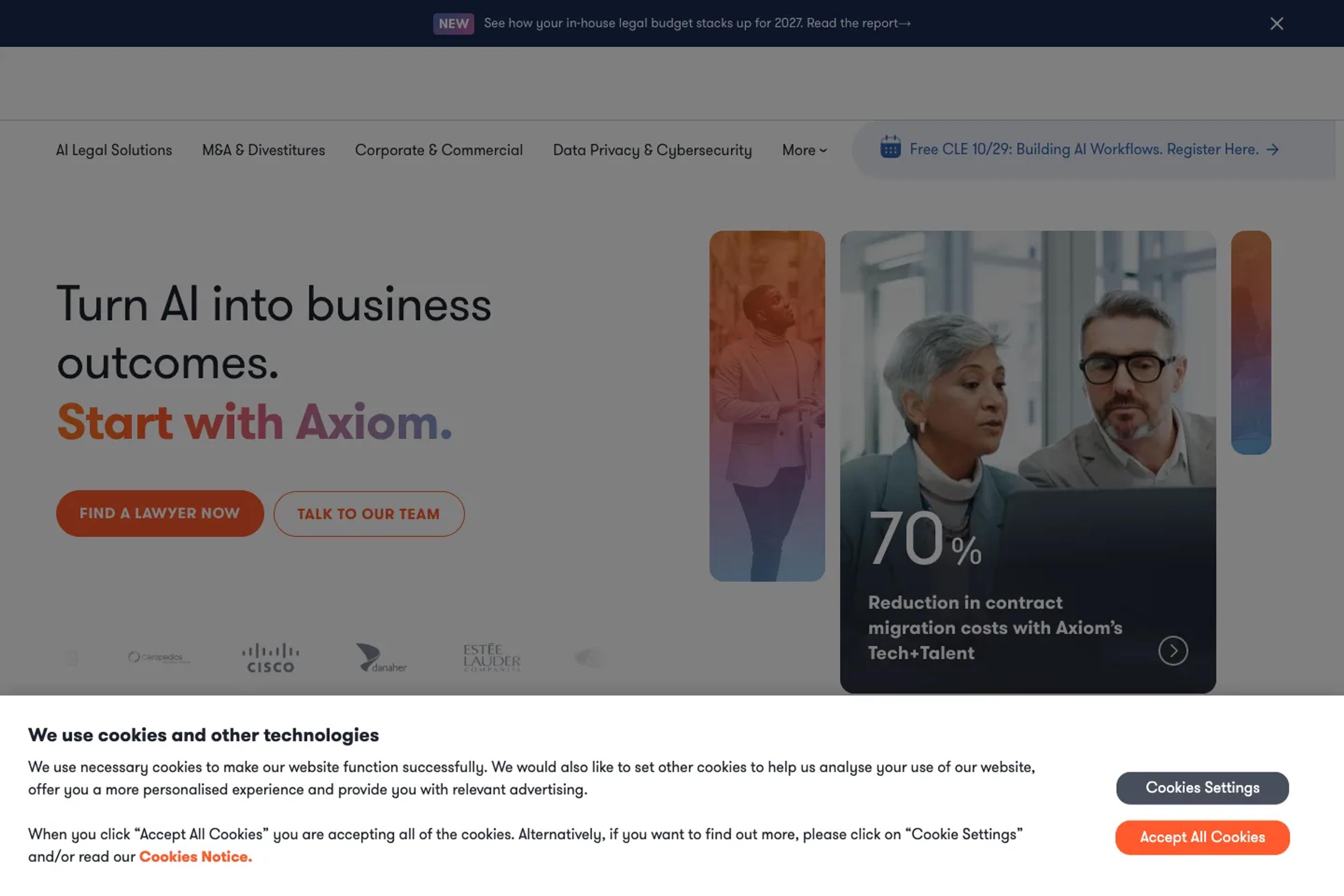 Axiom website homepage