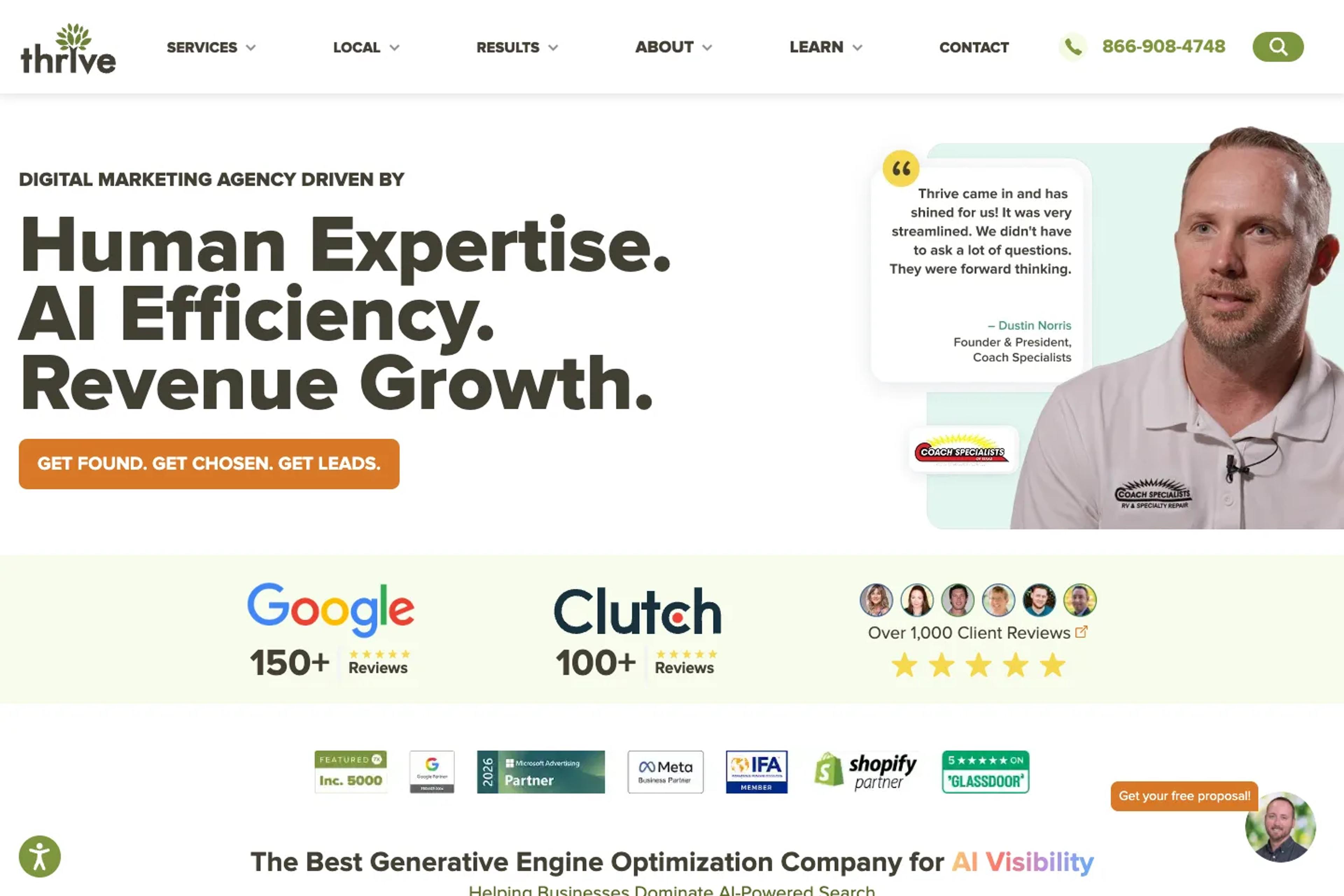 Thrive website homepage