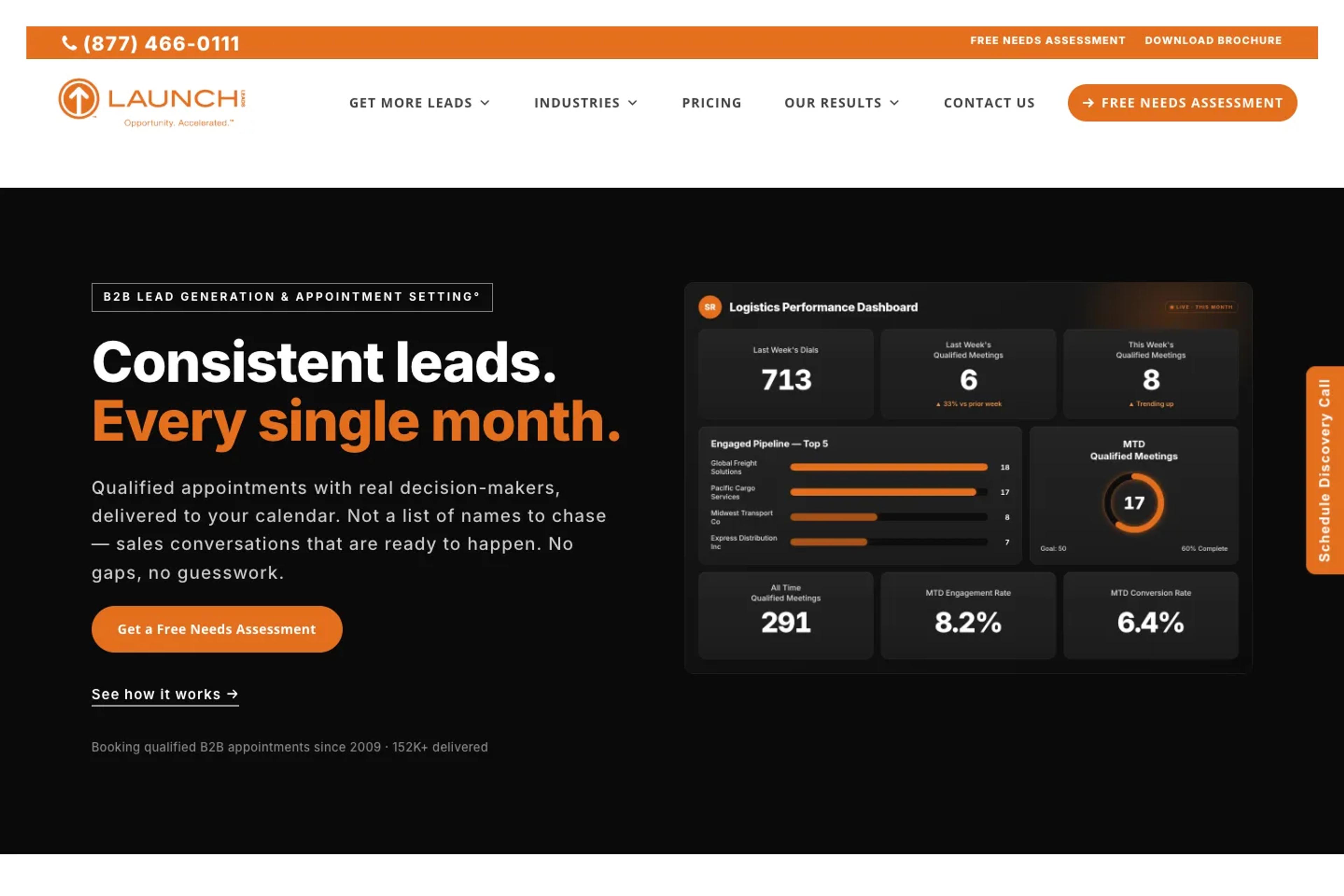 Launch Leads website homepage