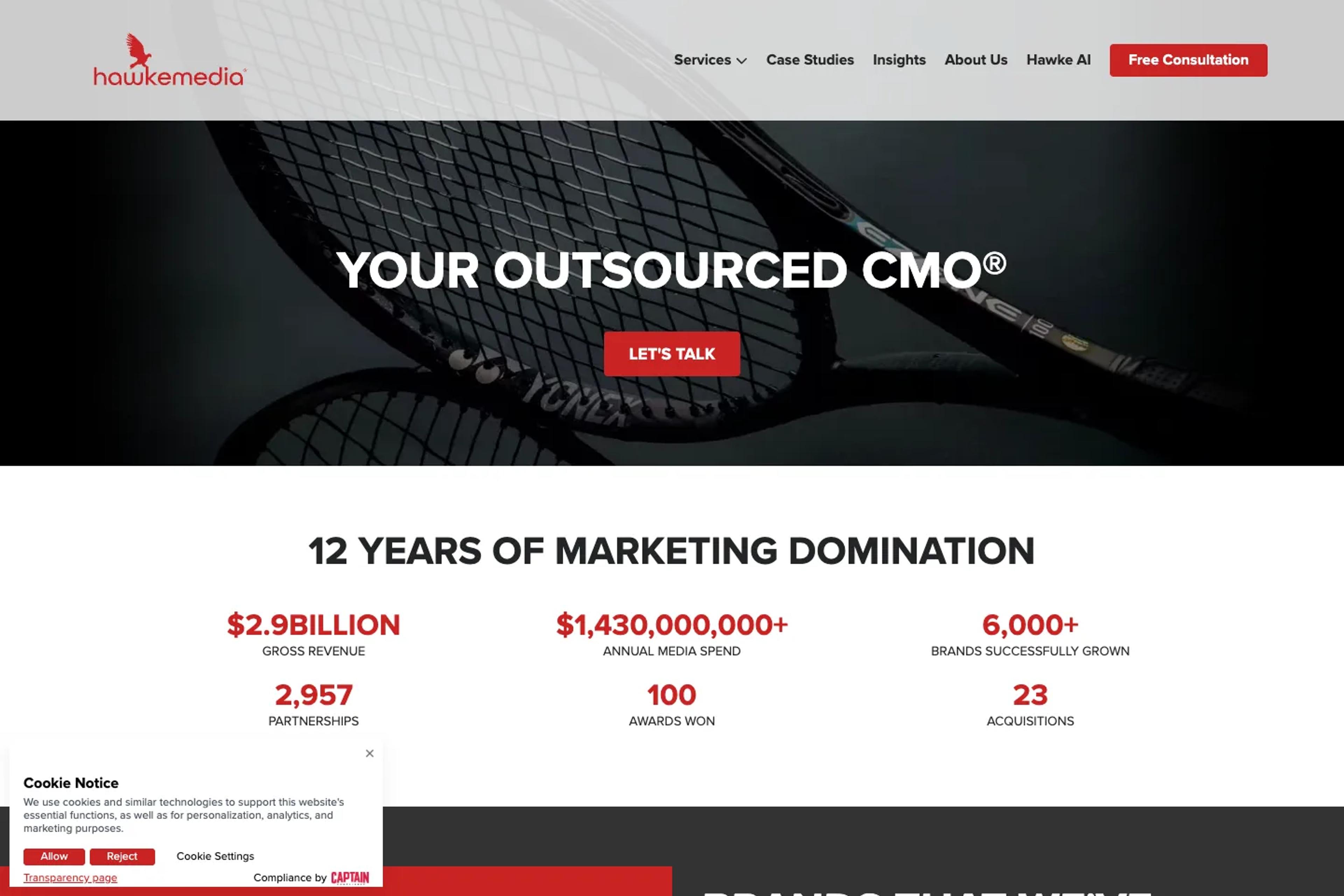 Hawke Media website homepage
