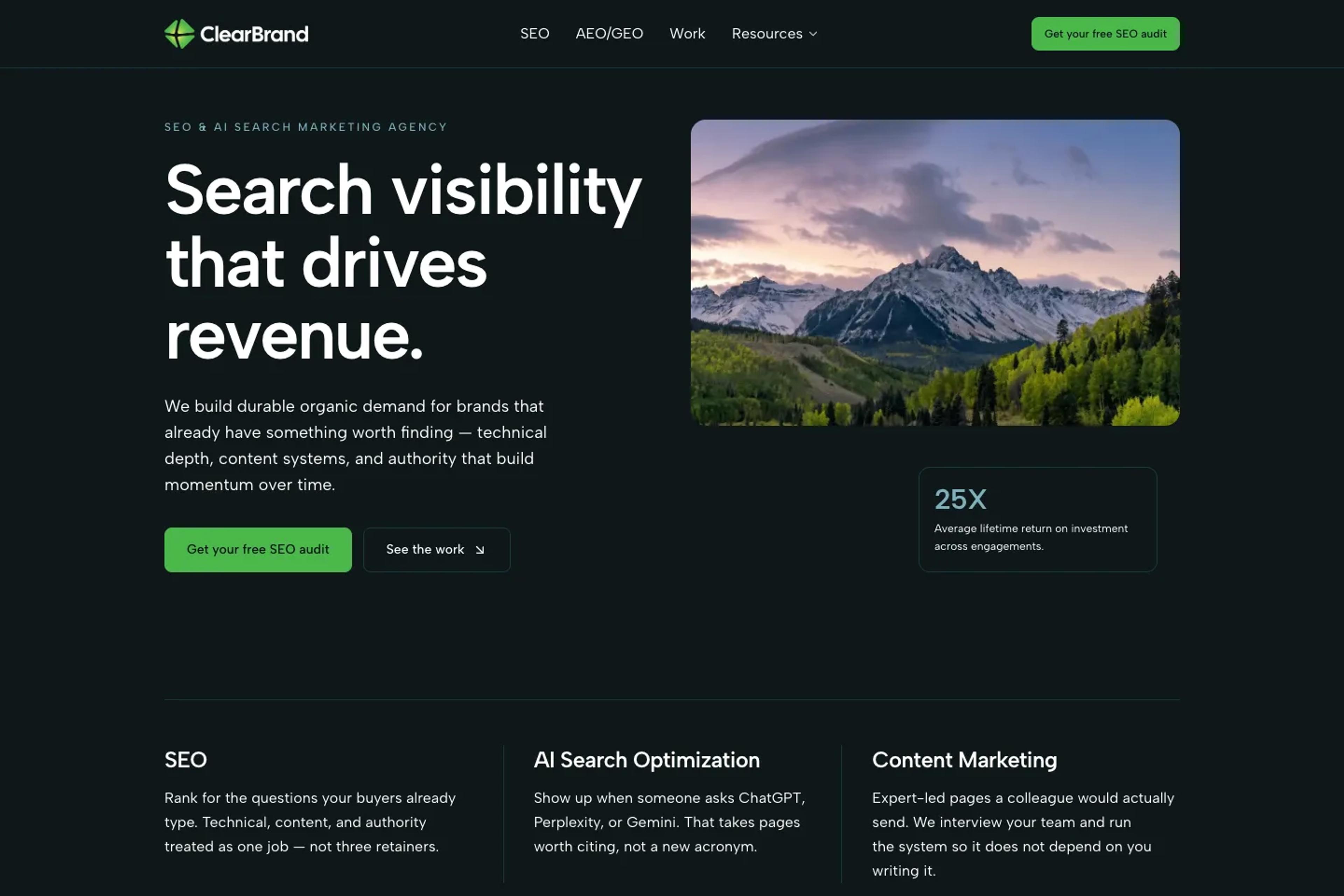 ClearBrand website homepage