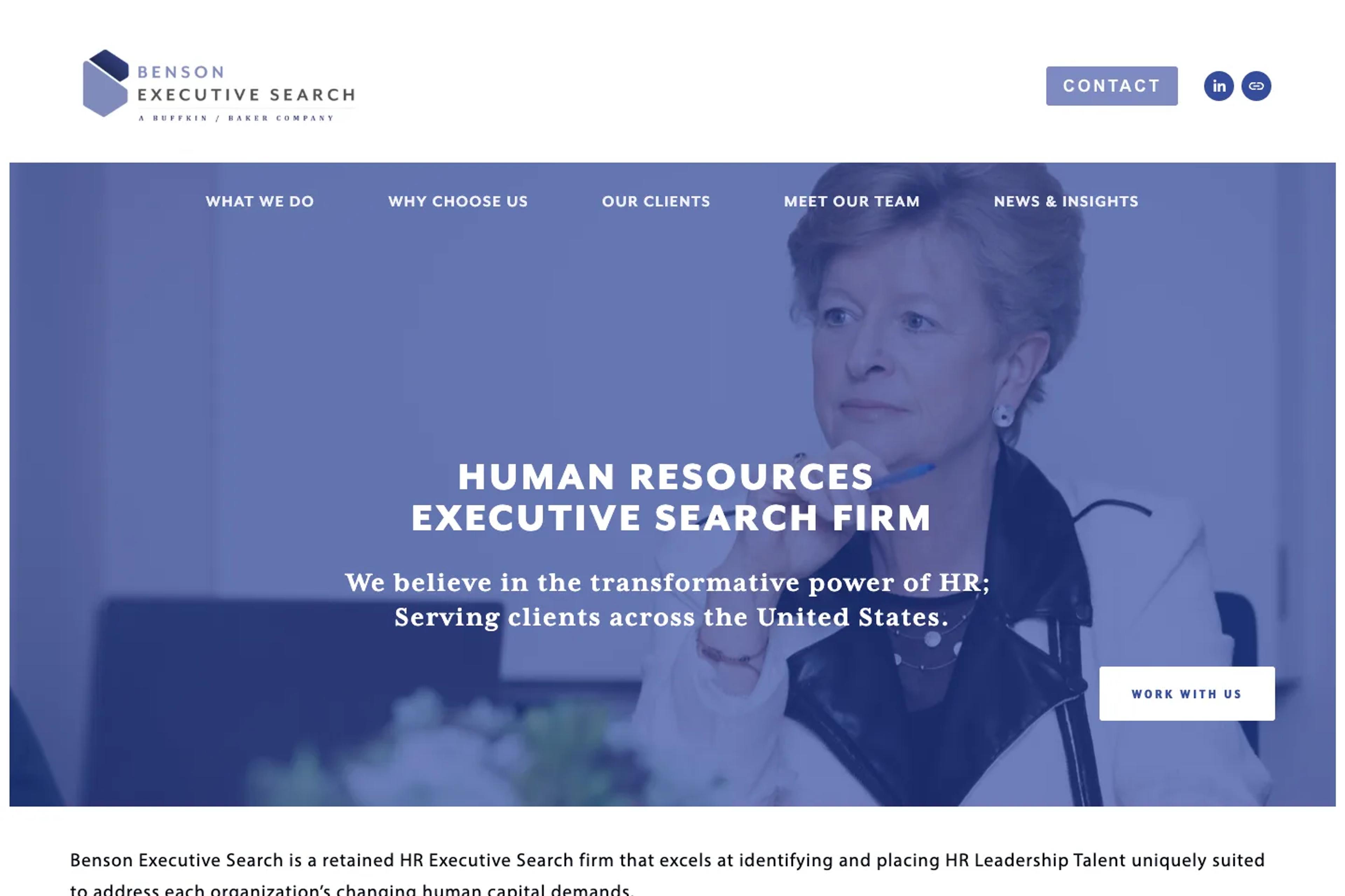 Benson Executive Search website homepage