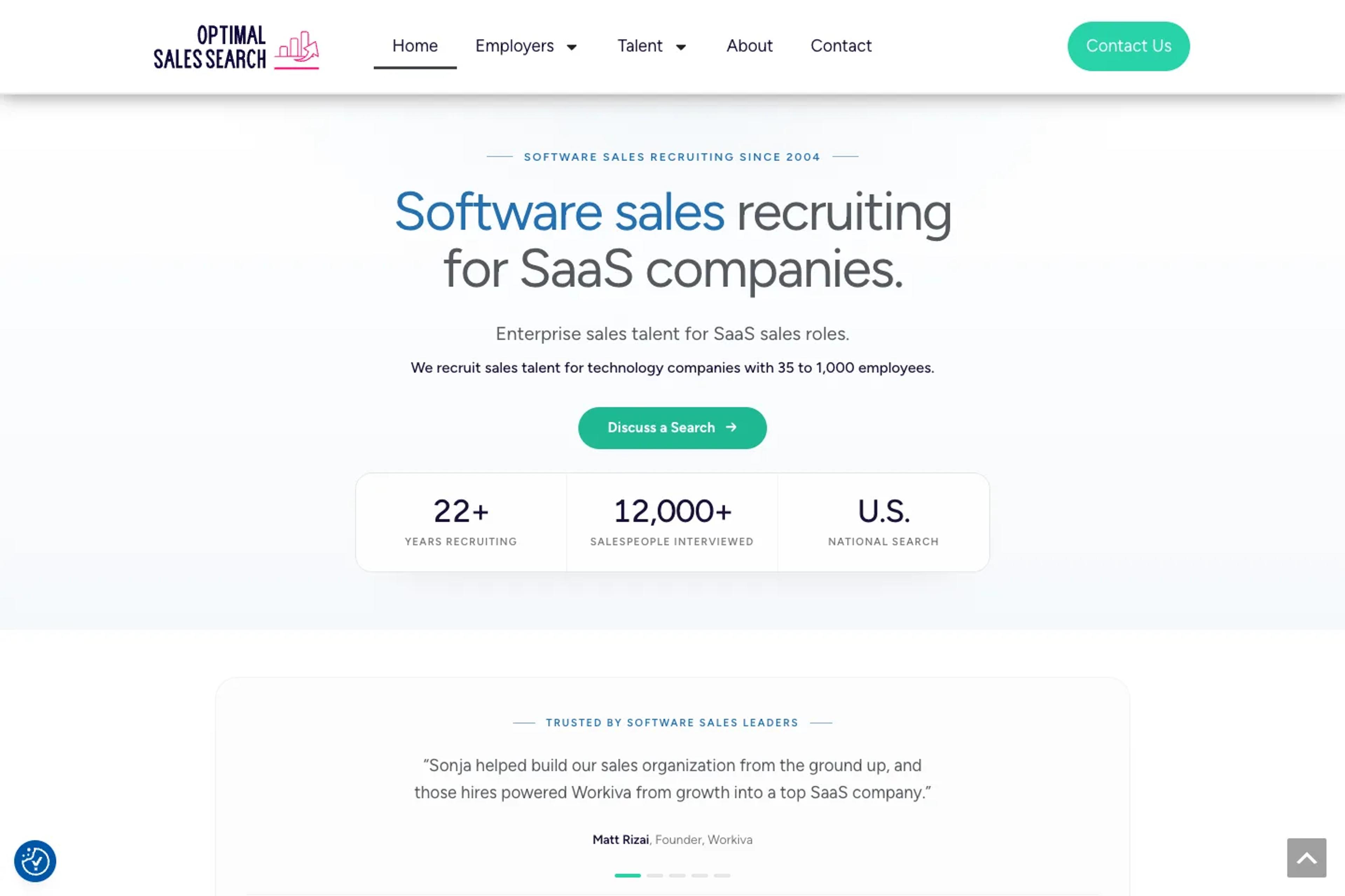 Optimal Sales Search website homepage