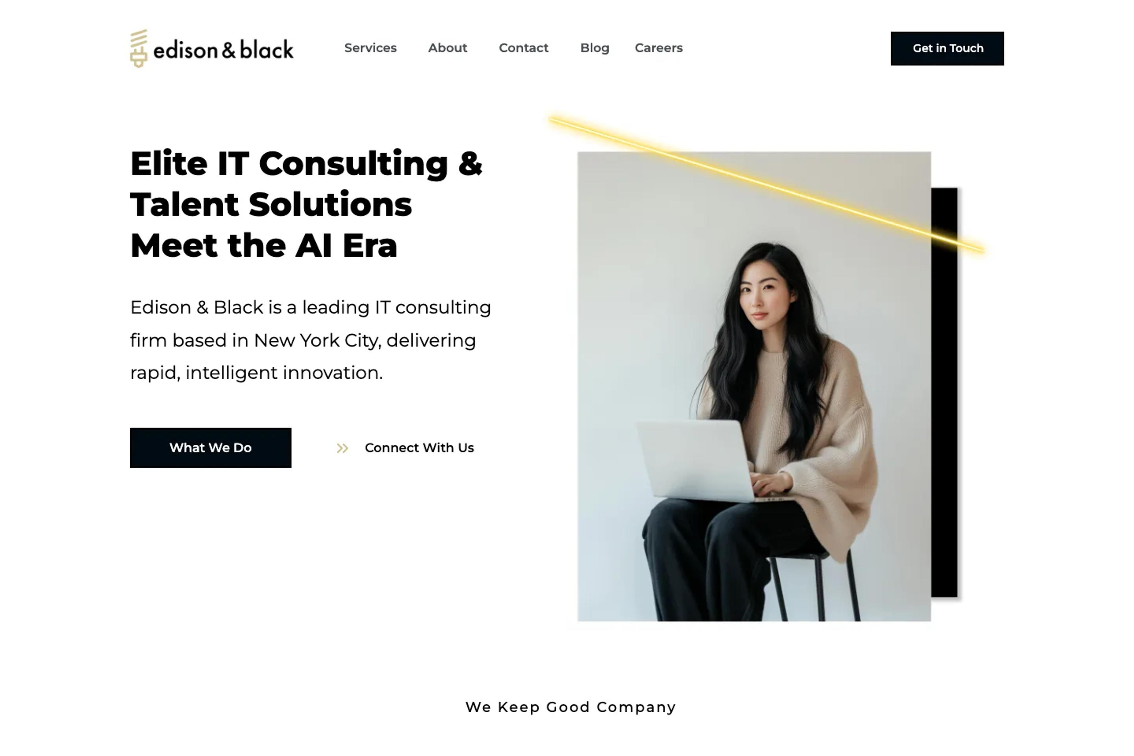 Edison & Black website homepage