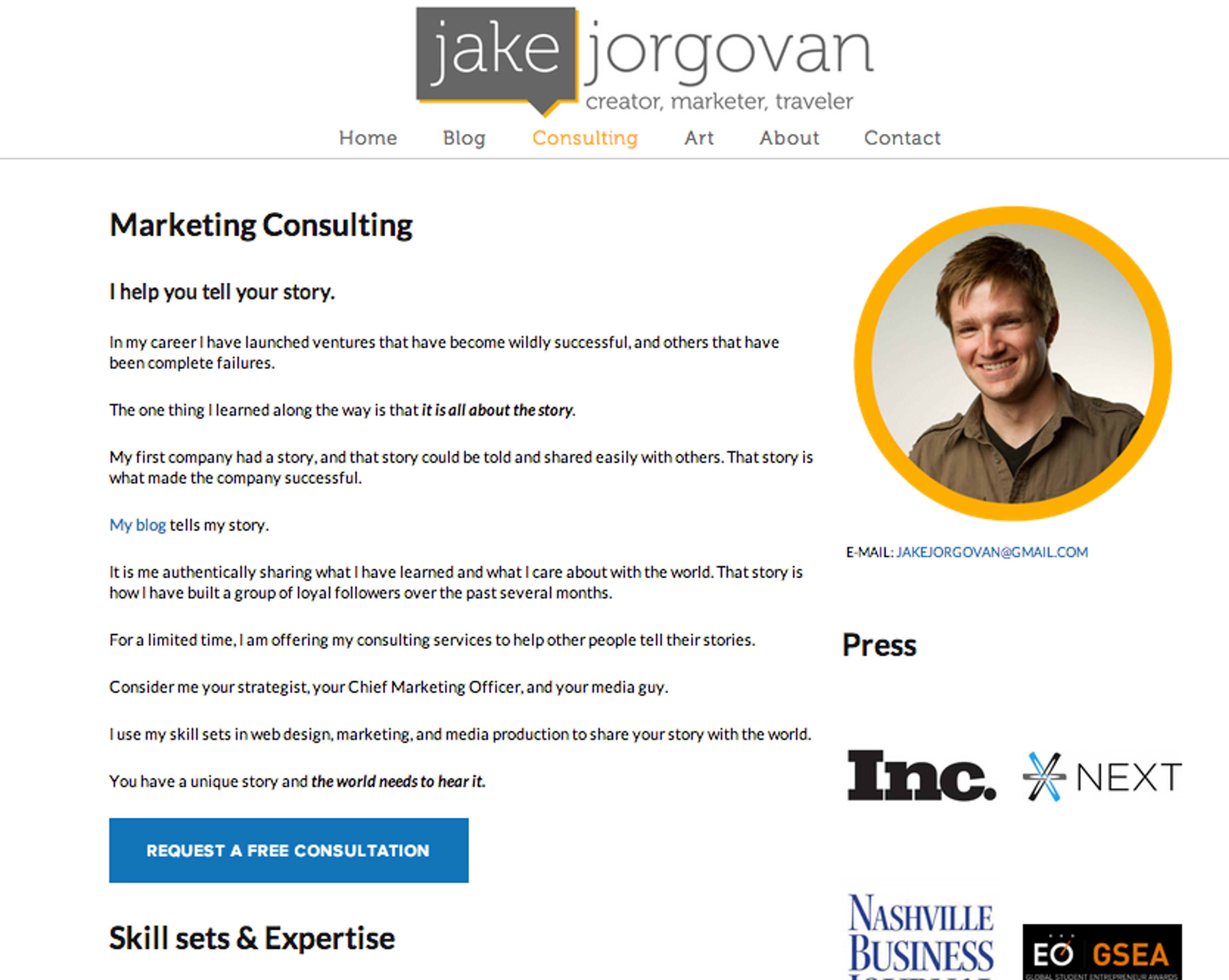 The small change of adding a consulting tab to my website made a huge difference