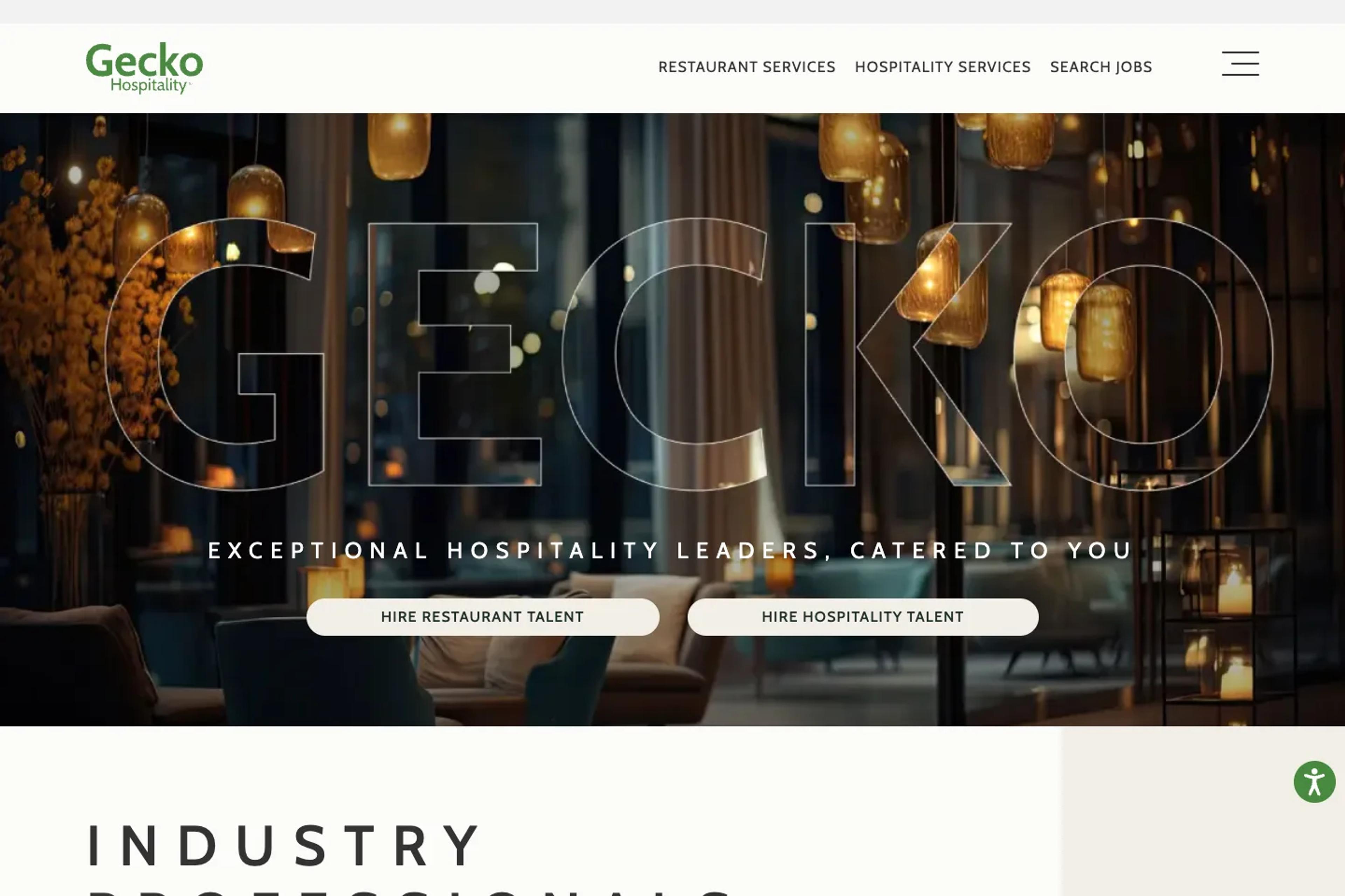 Gecko Hospitality website homepage