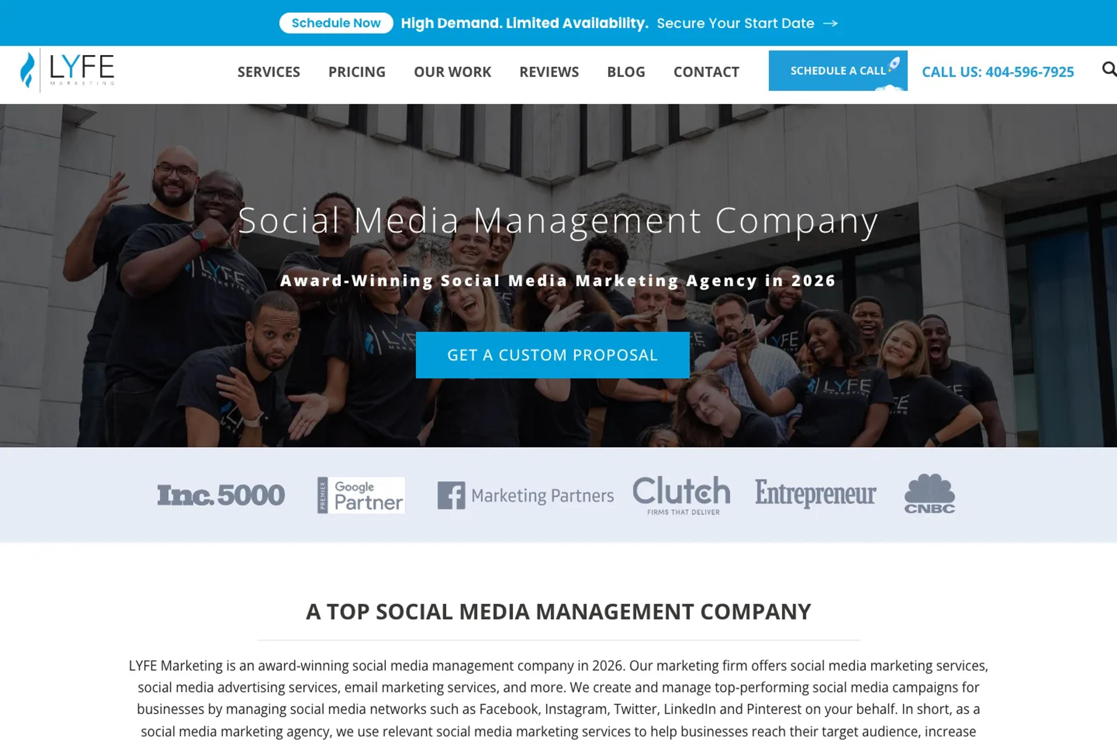 LYFE Marketing website homepage