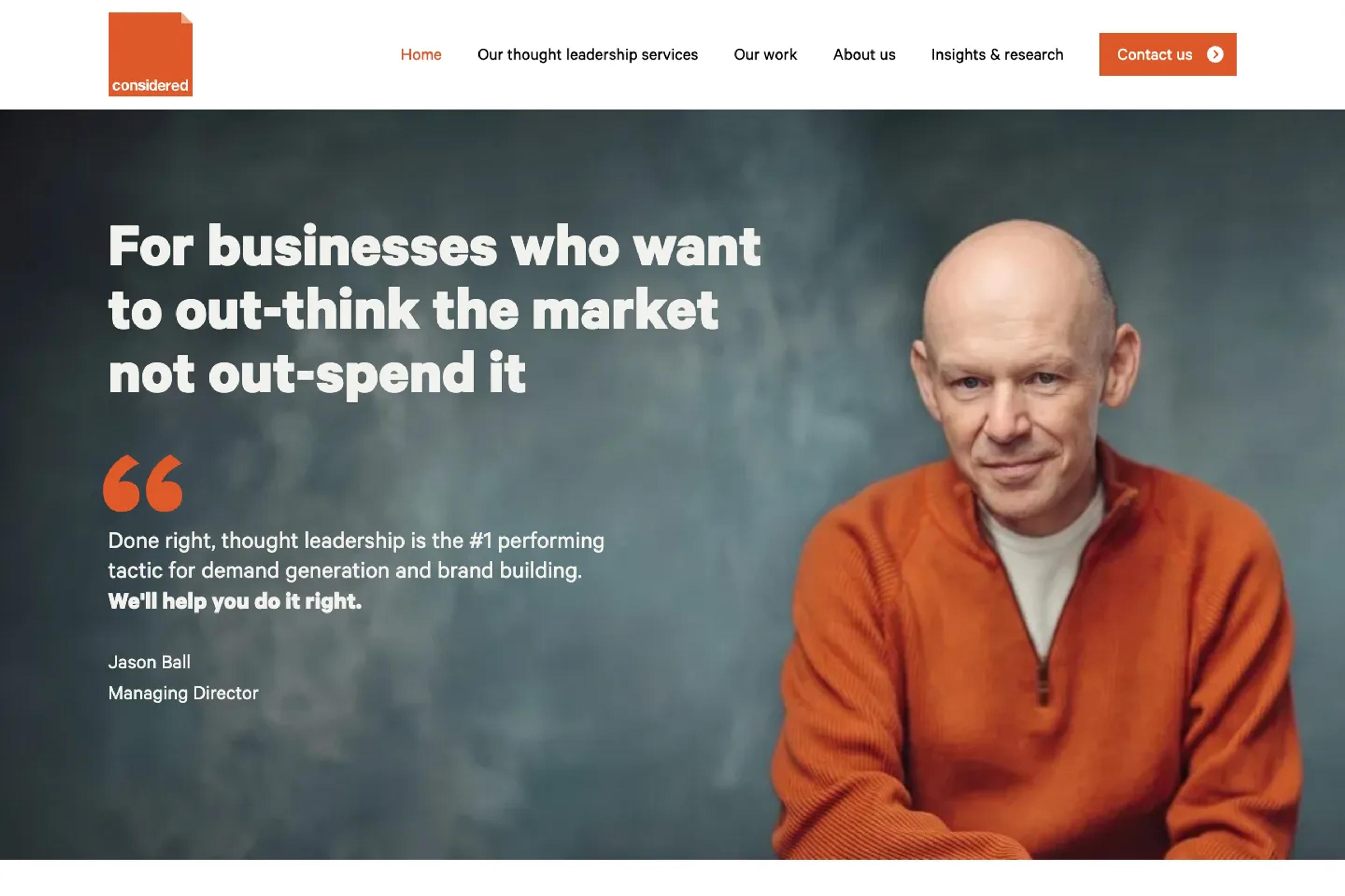 Considered Content website homepage