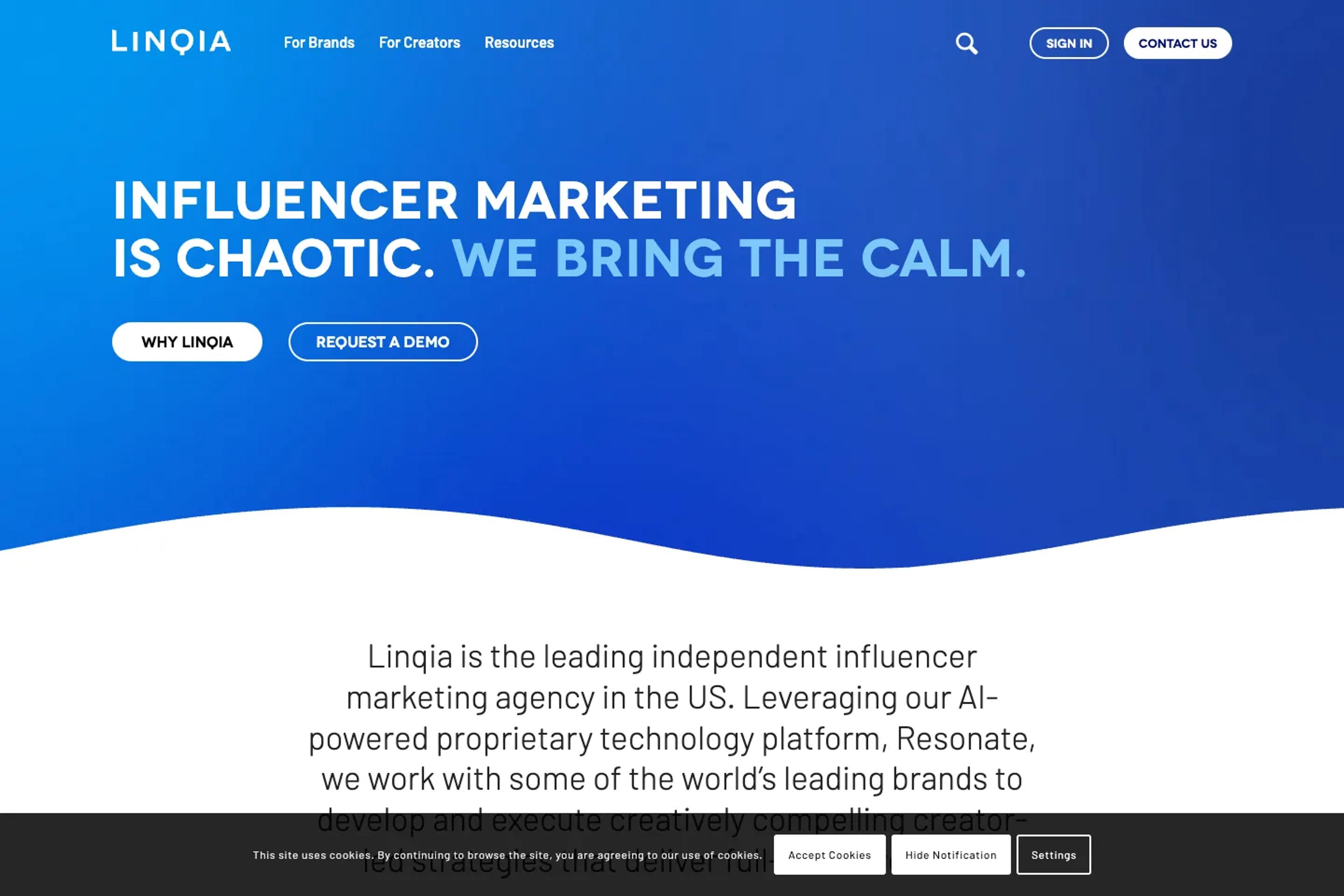 Linqia website homepage