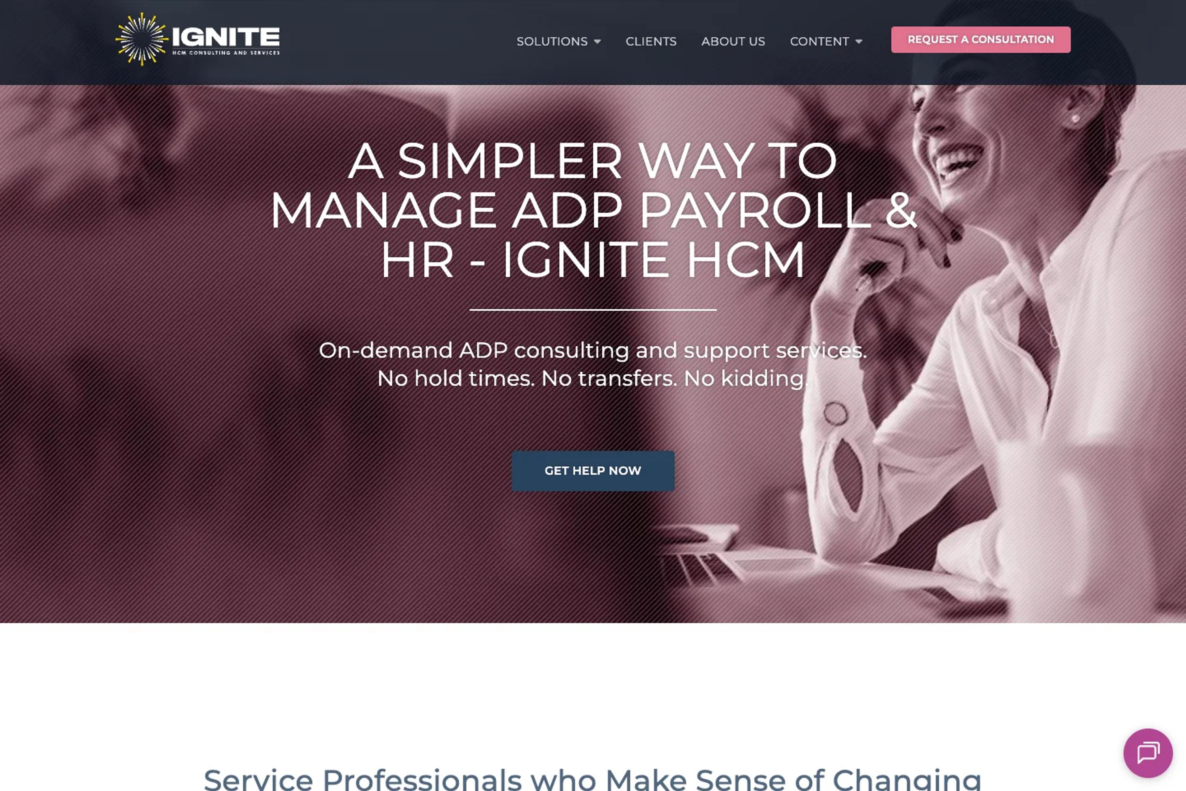 Ignite HCM website homepage