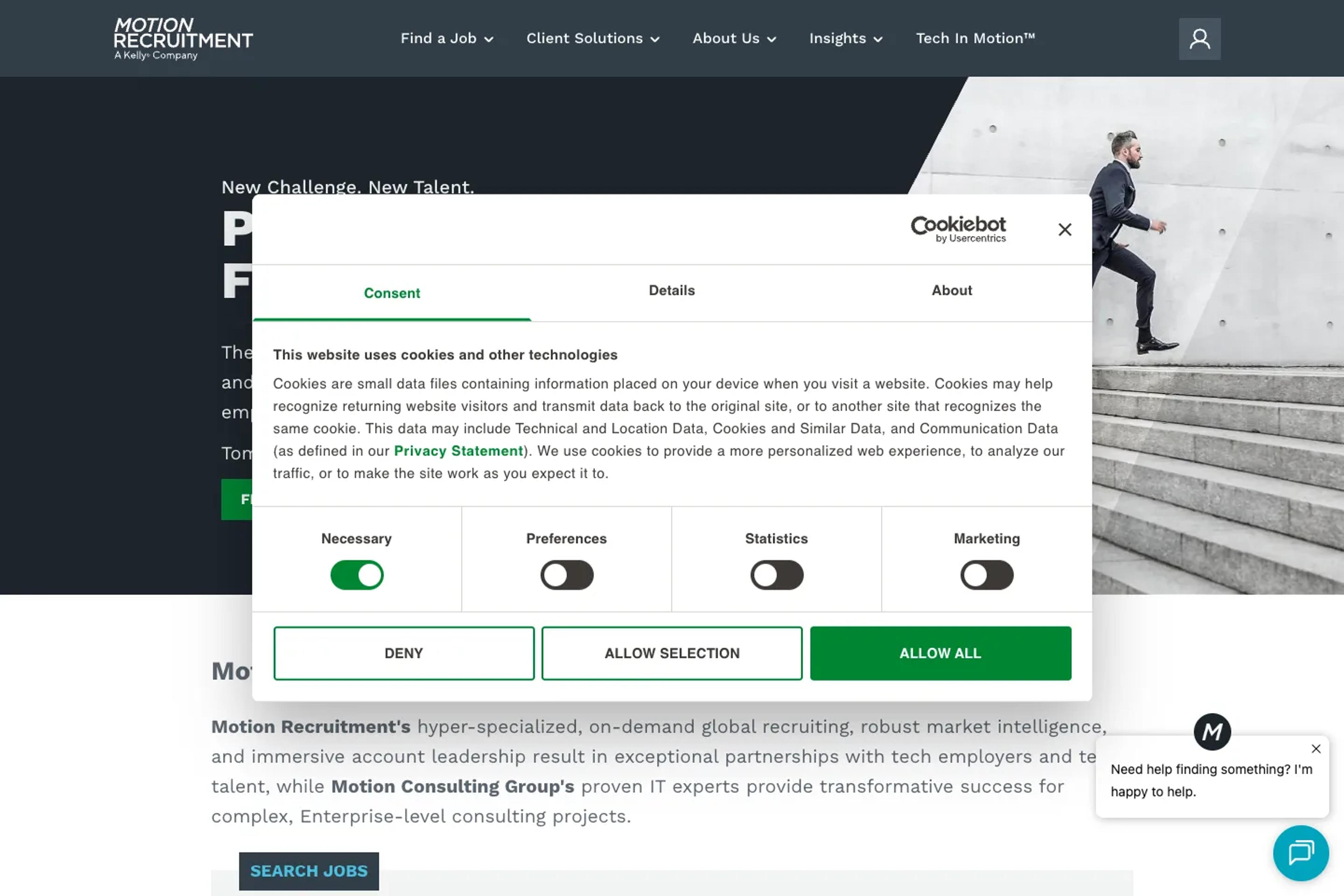Motion Recruitment website homepage