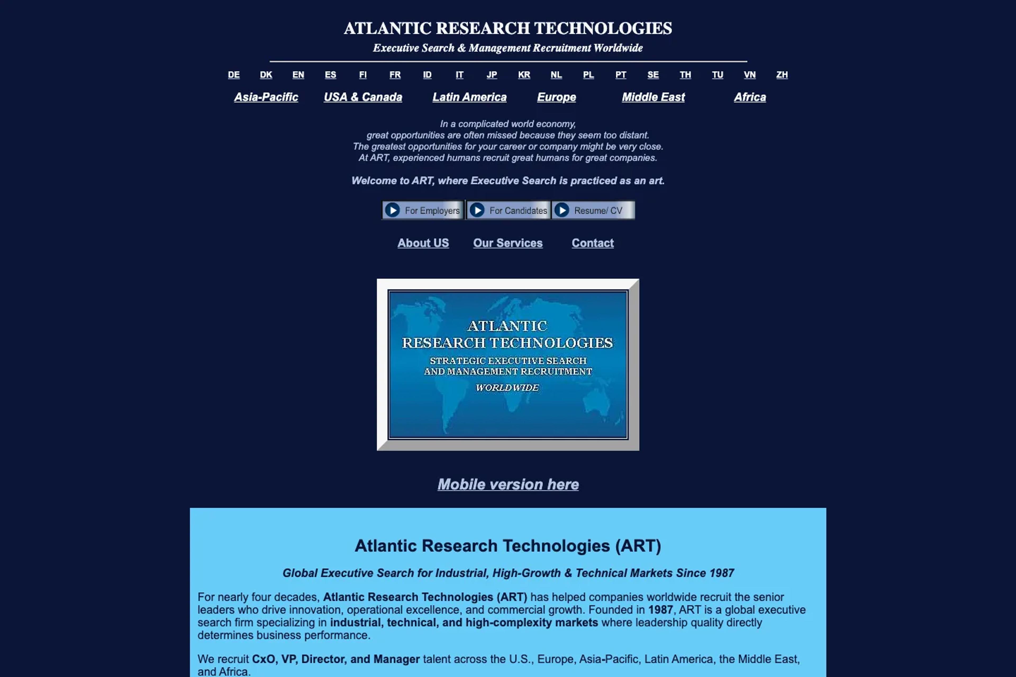 Atlantic Research Technologies website homepage