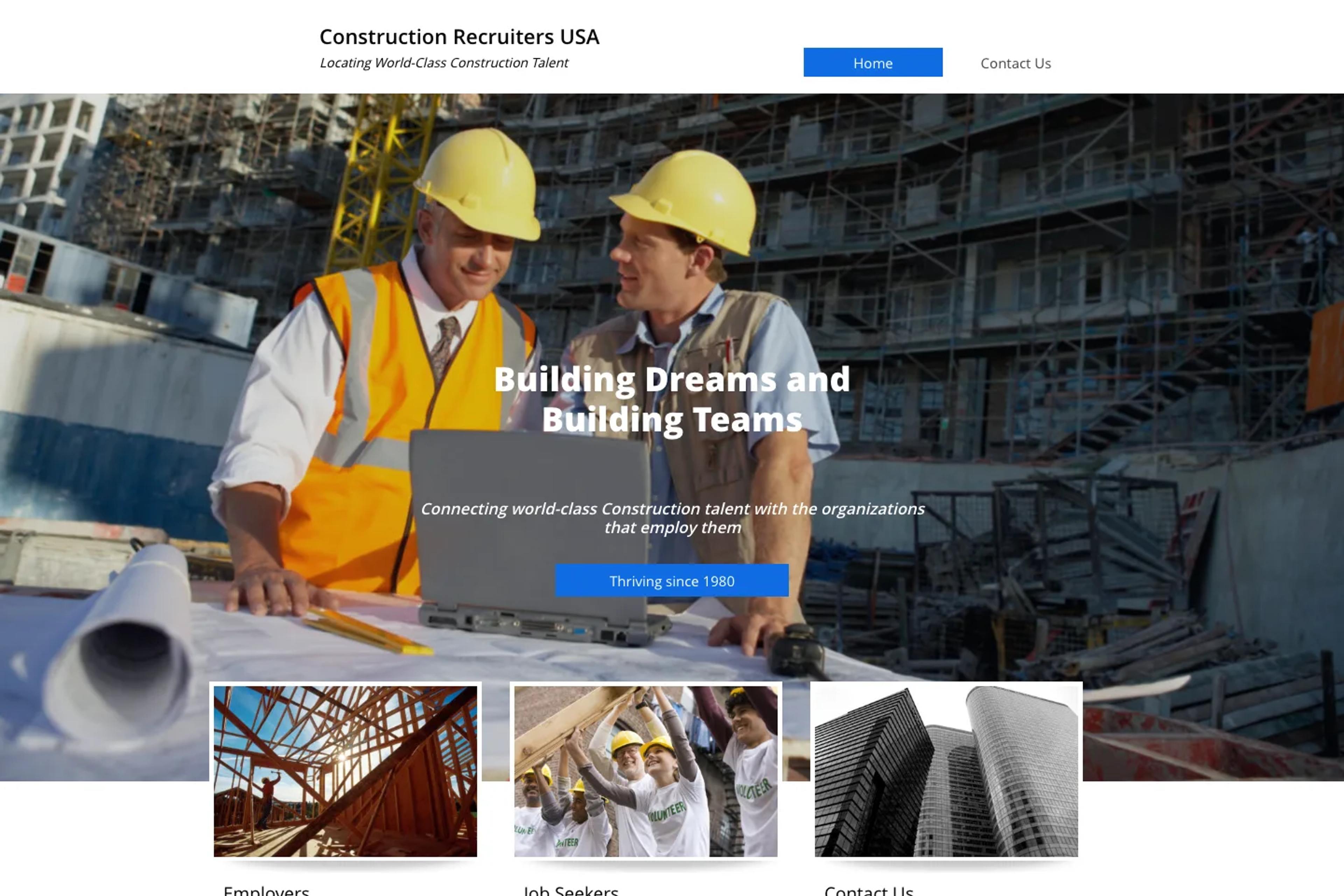 Construction Recruiters USA website homepage