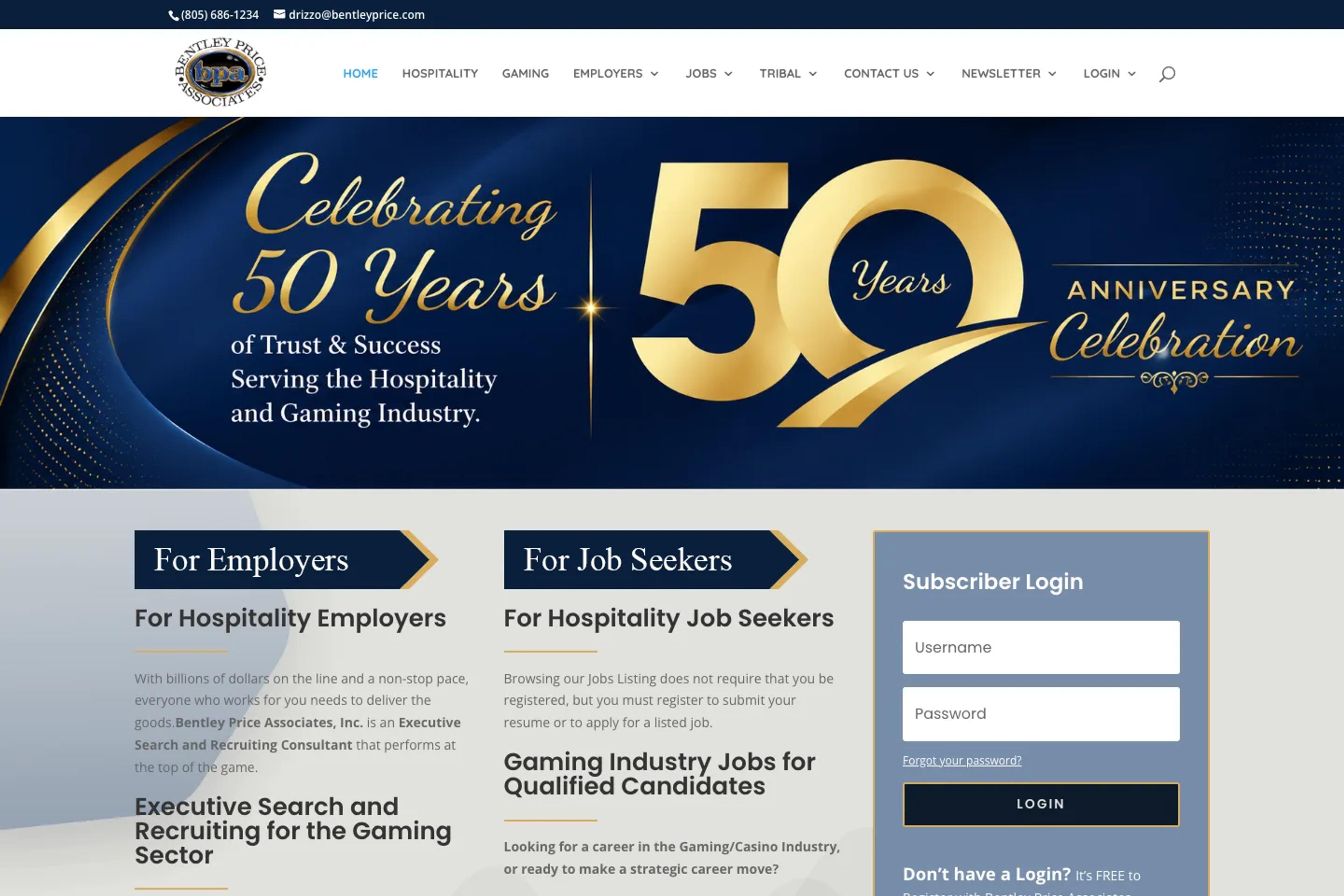 Bentley Price Associates website homepage