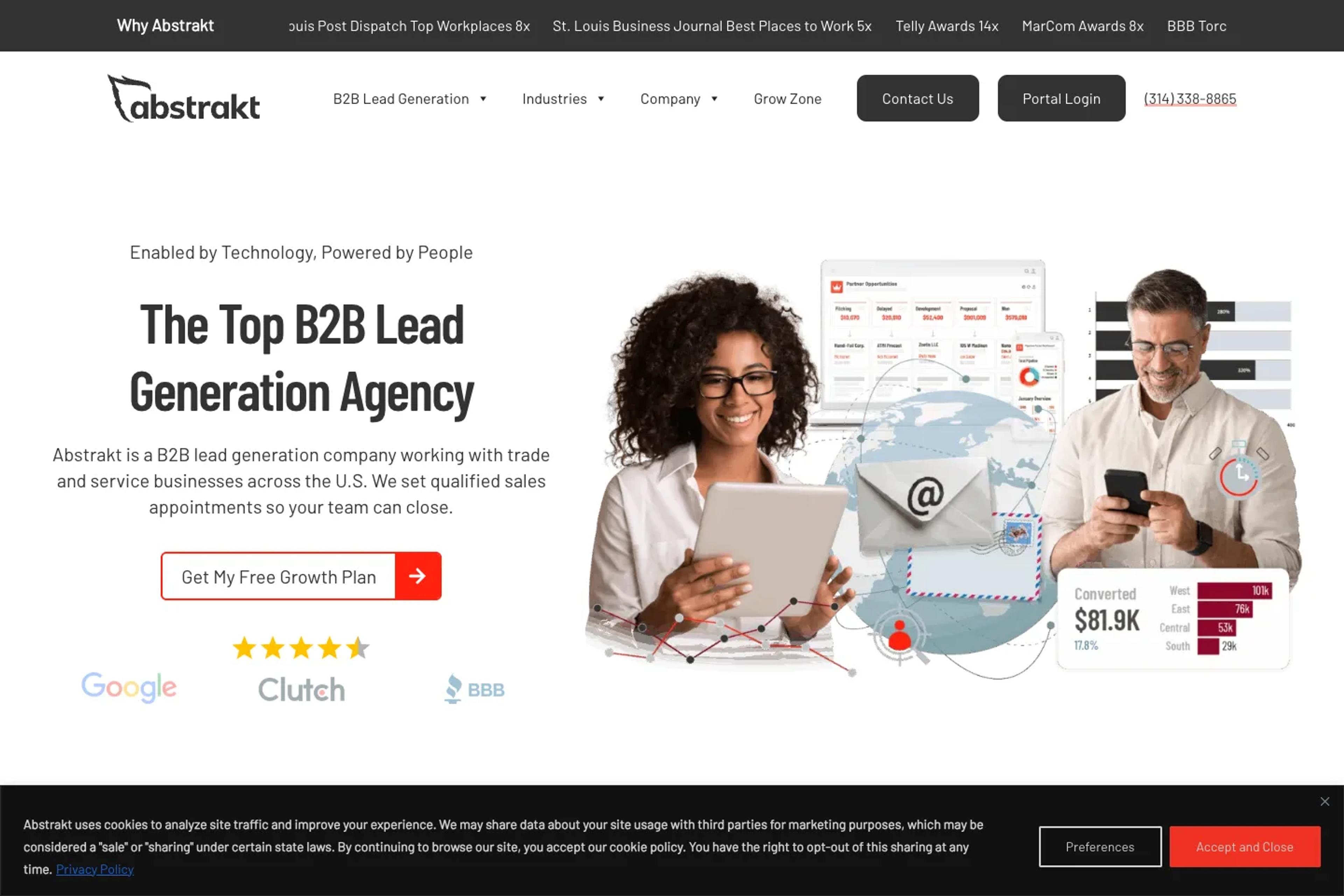 Abstrakt Marketing Group website homepage