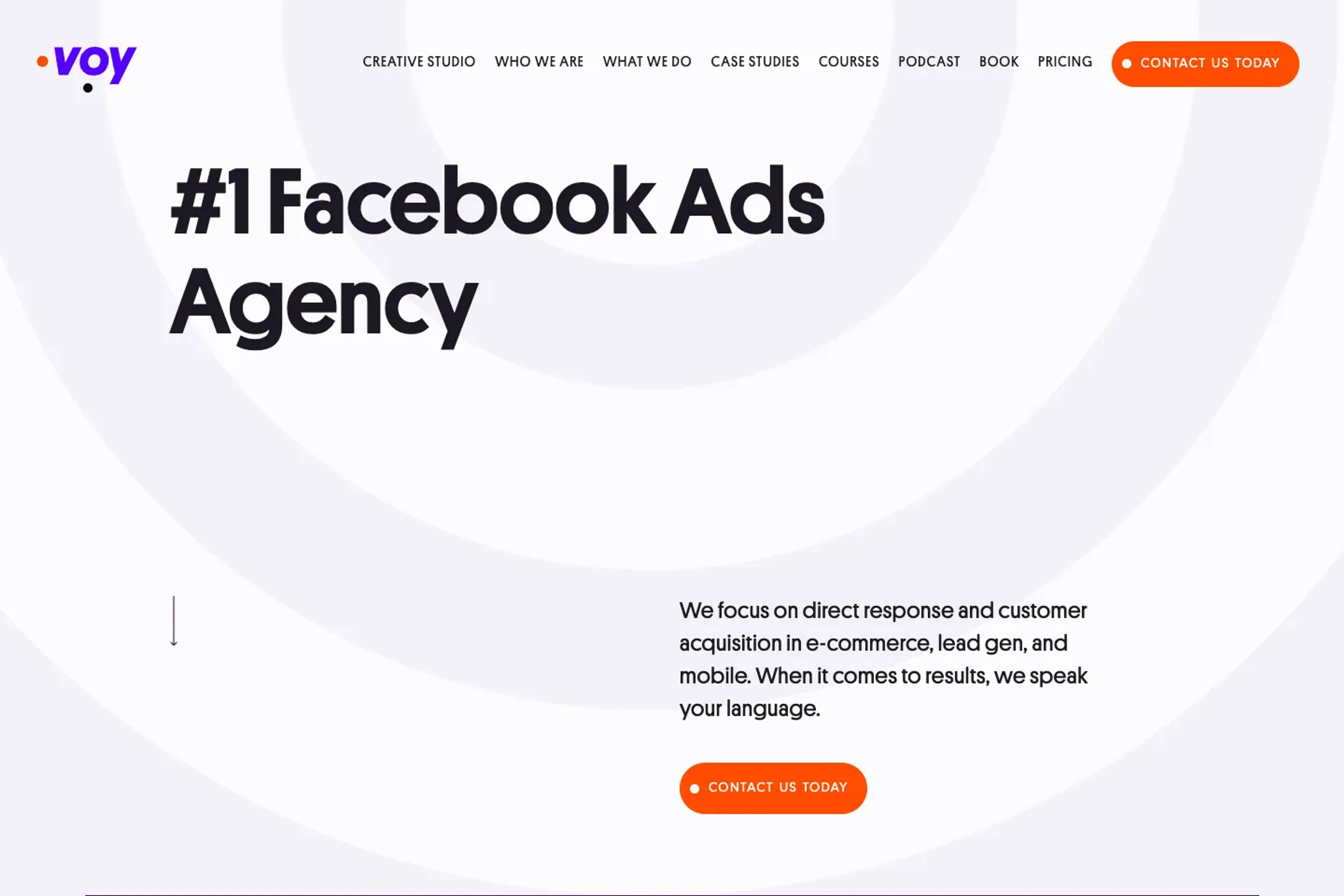 Voy Media website homepage