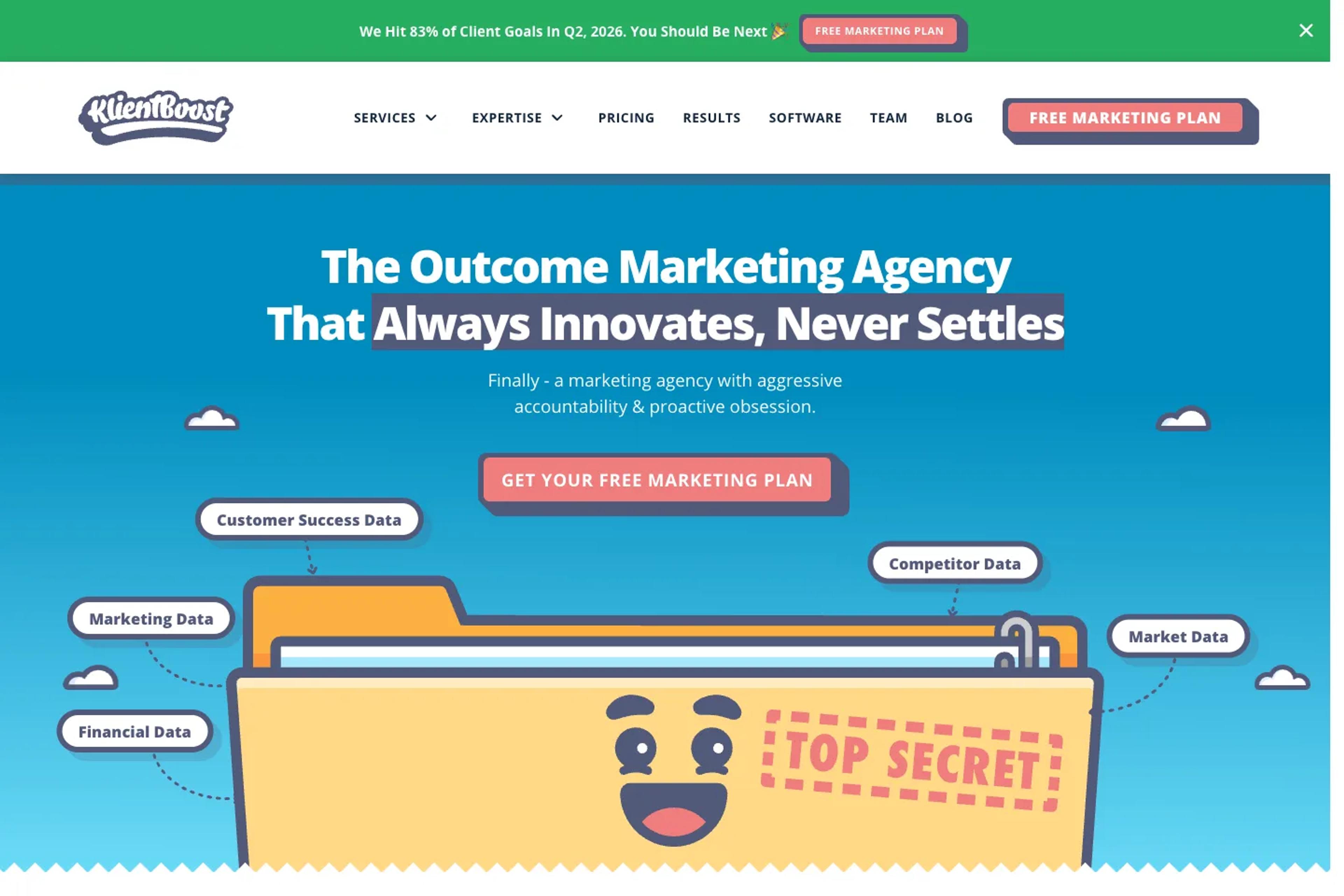 KlientBoost website homepage