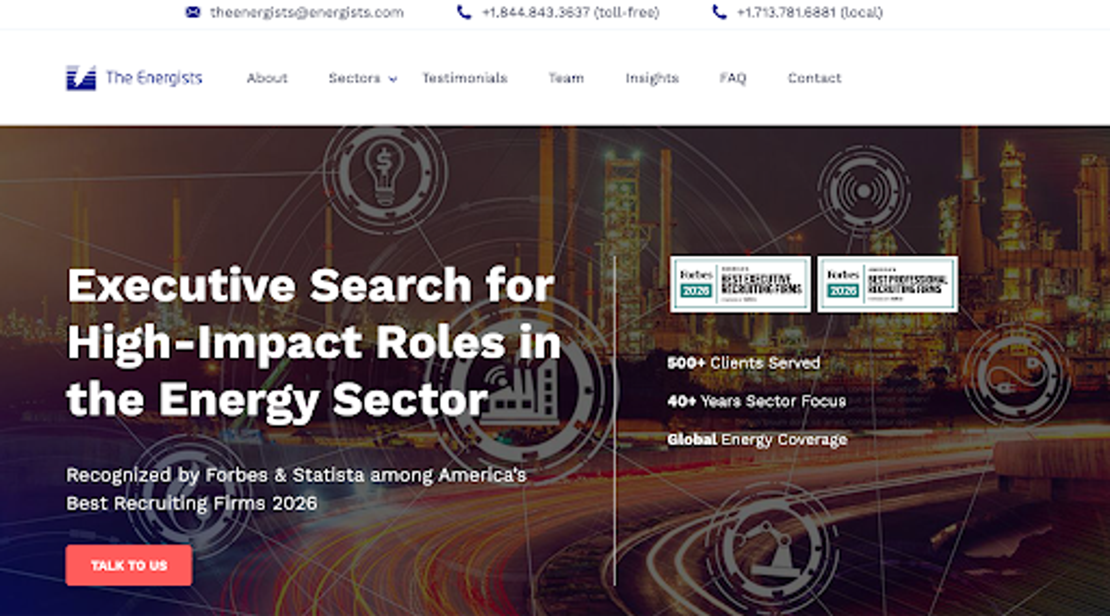 The Energists website homepage
