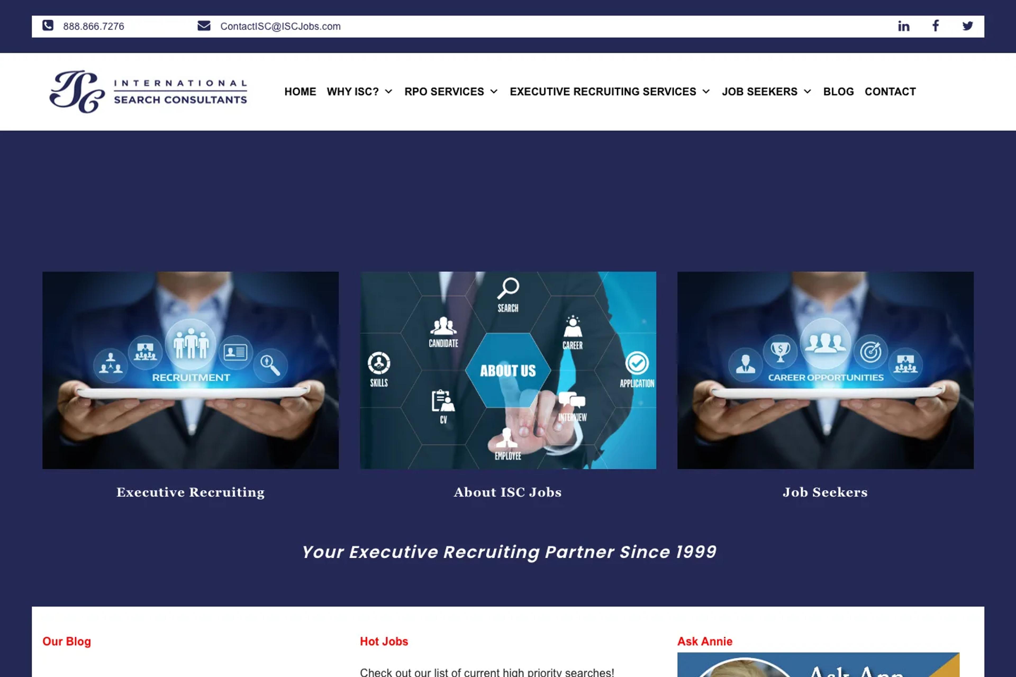 International Search Consultants (ISC) website homepage