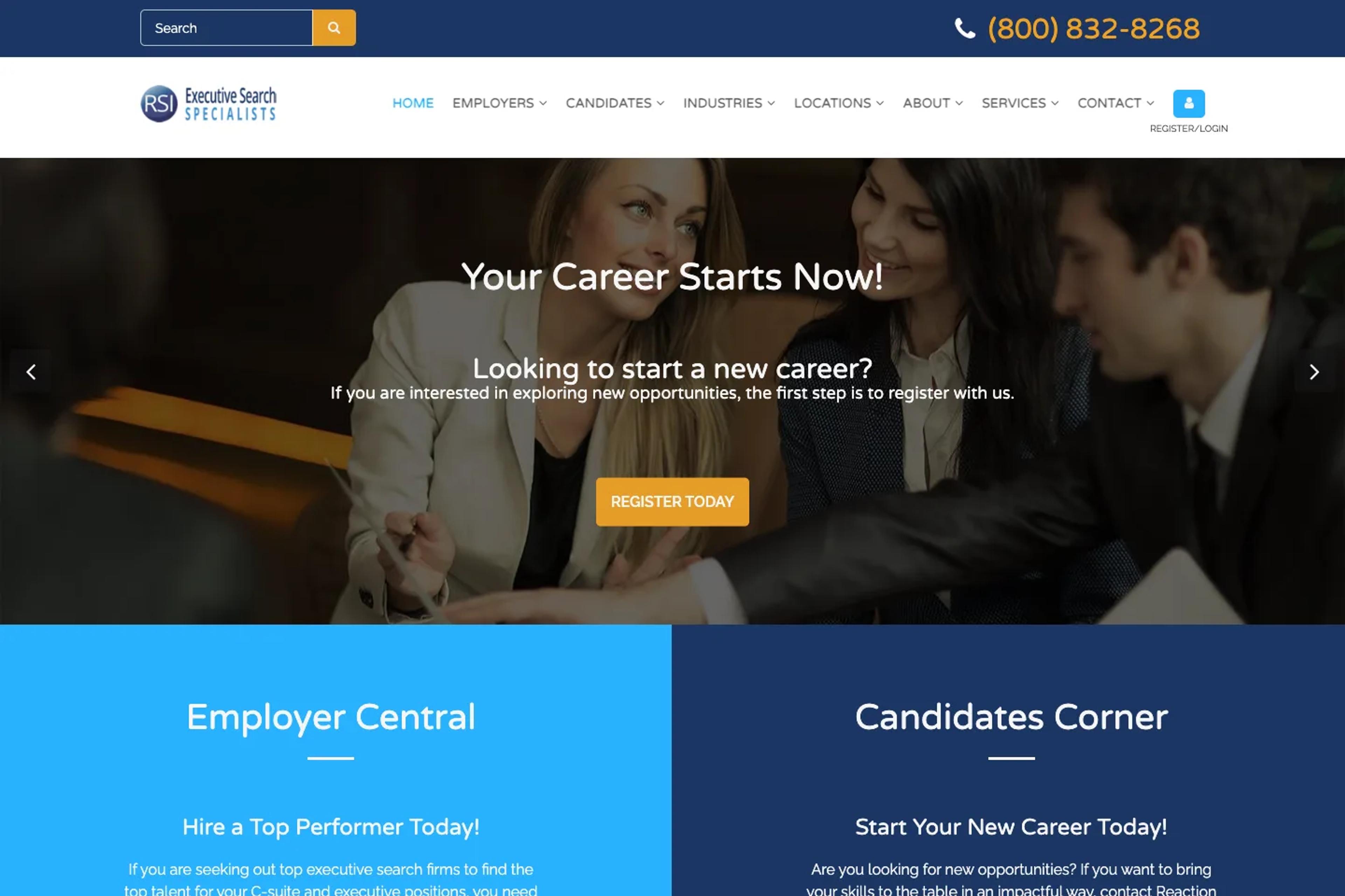 Reaction Search International website homepage