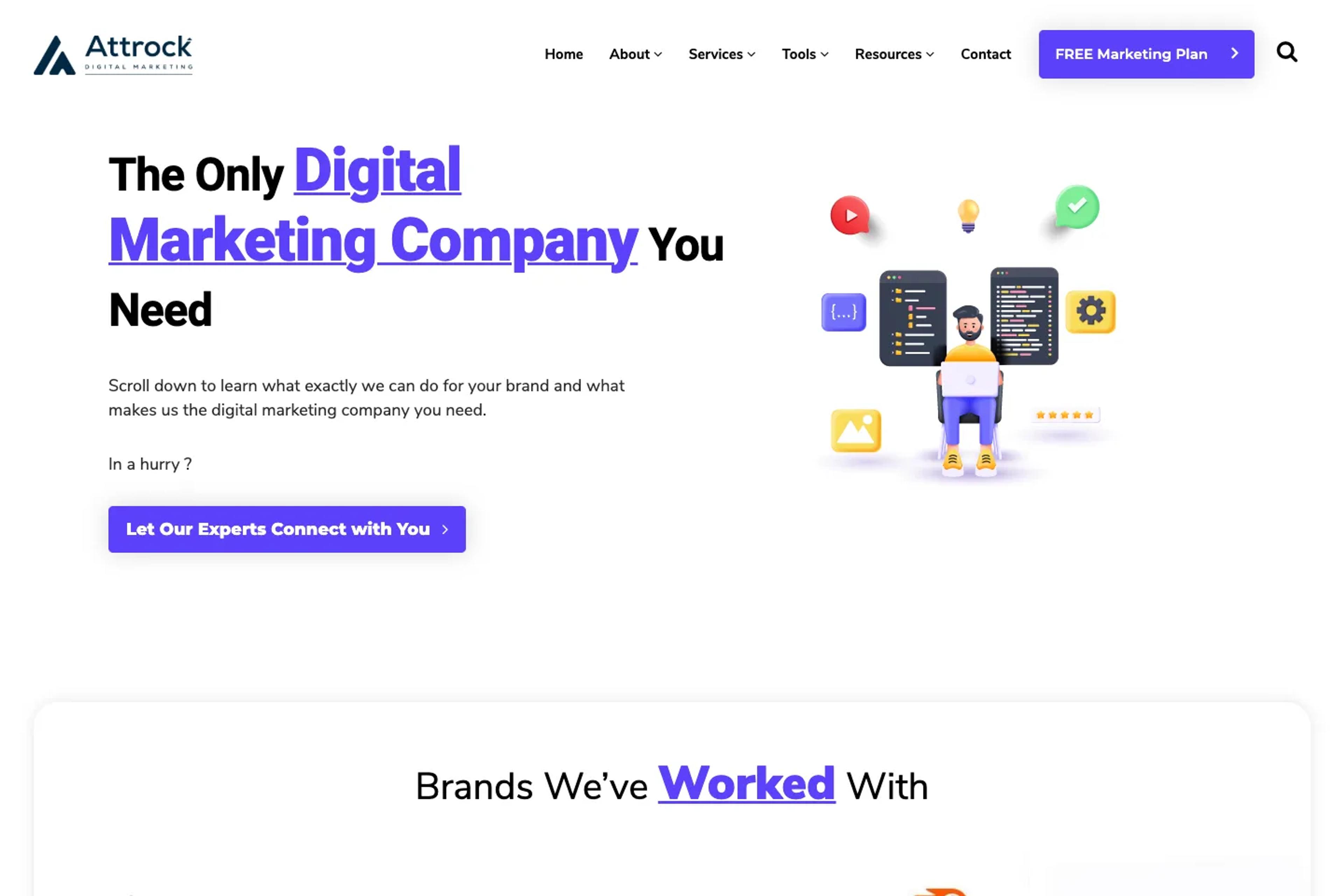 Attrock website homepage