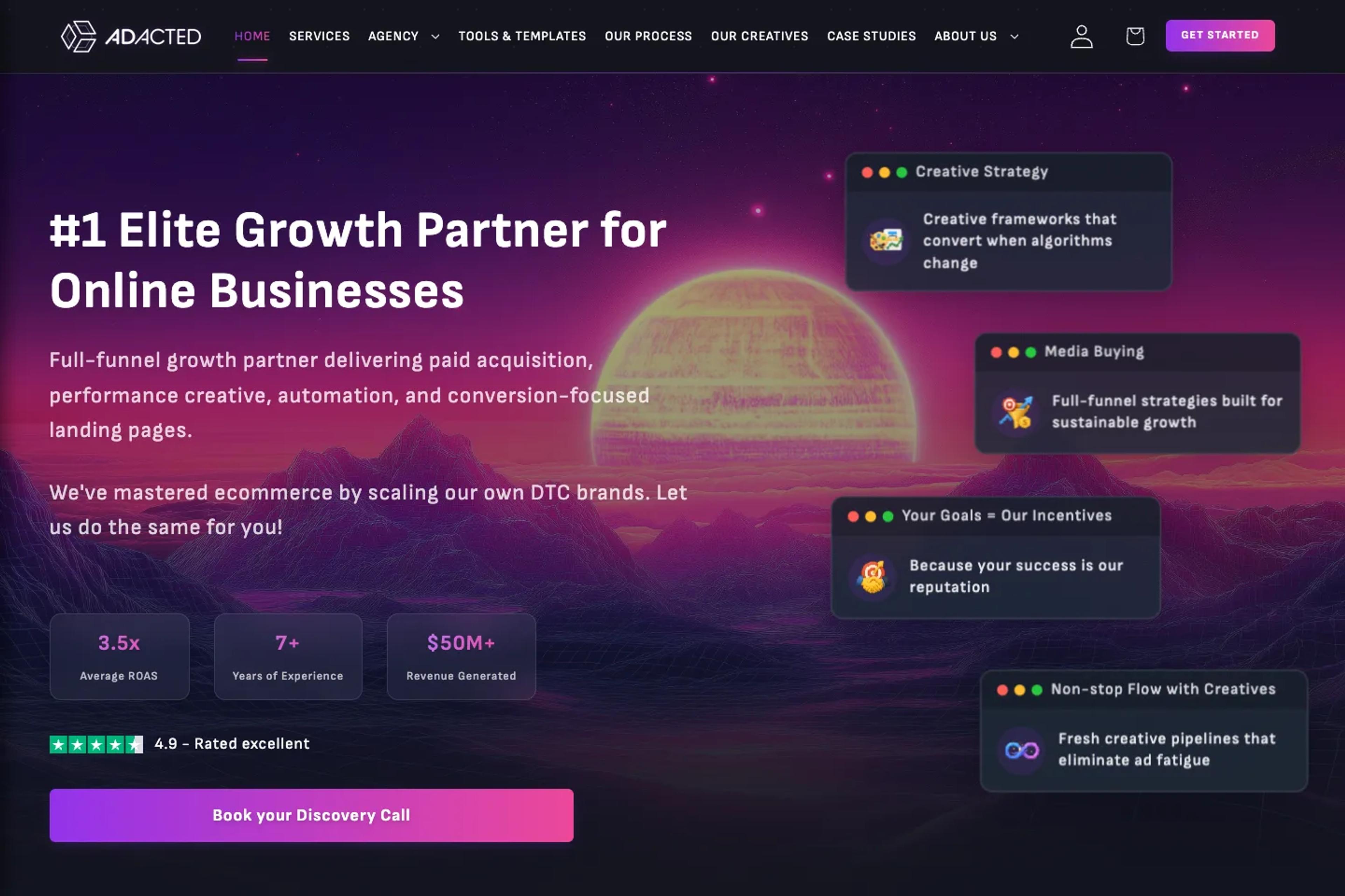 Adacted website homepage
