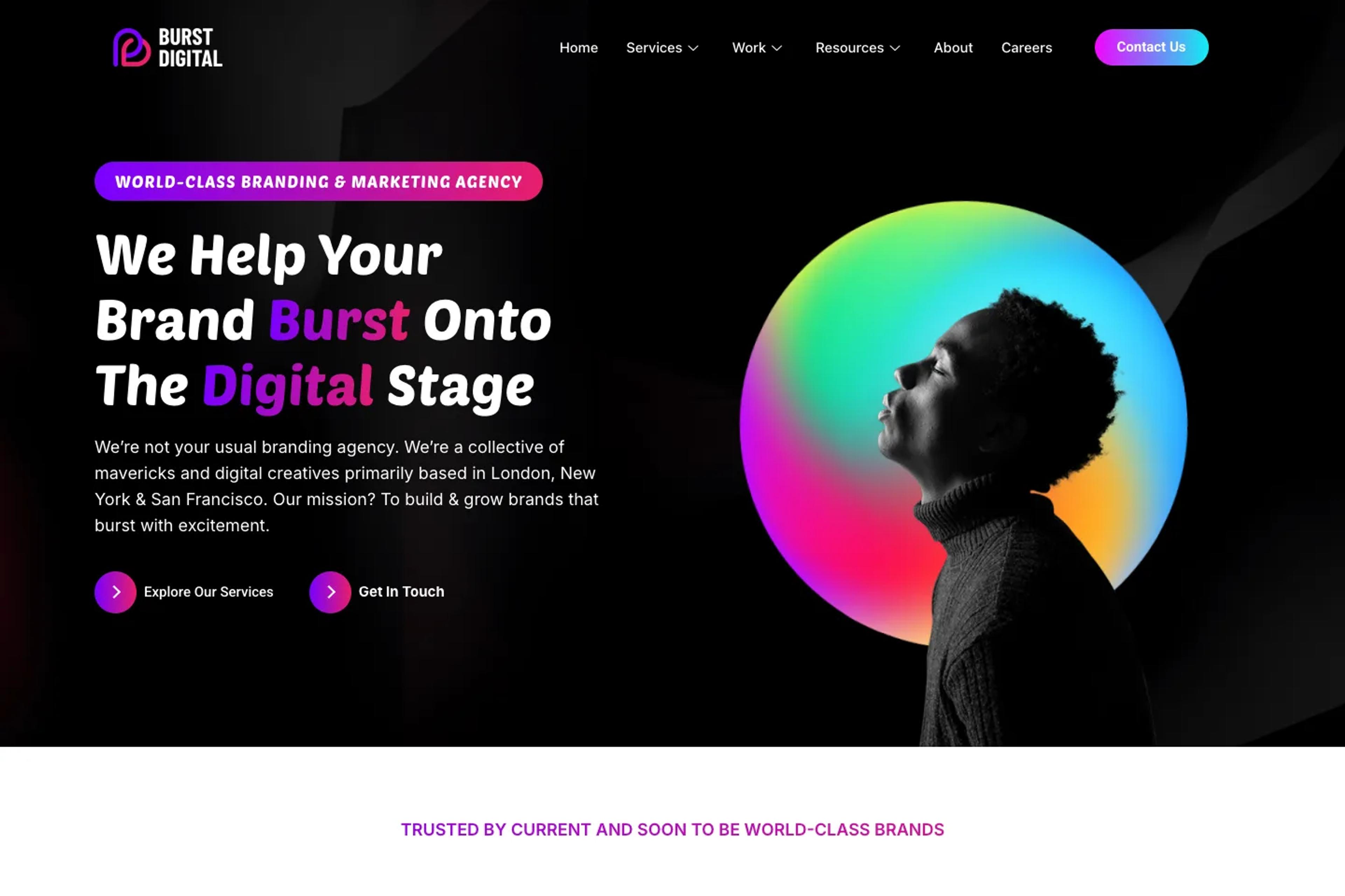 Burst Digital website homepage