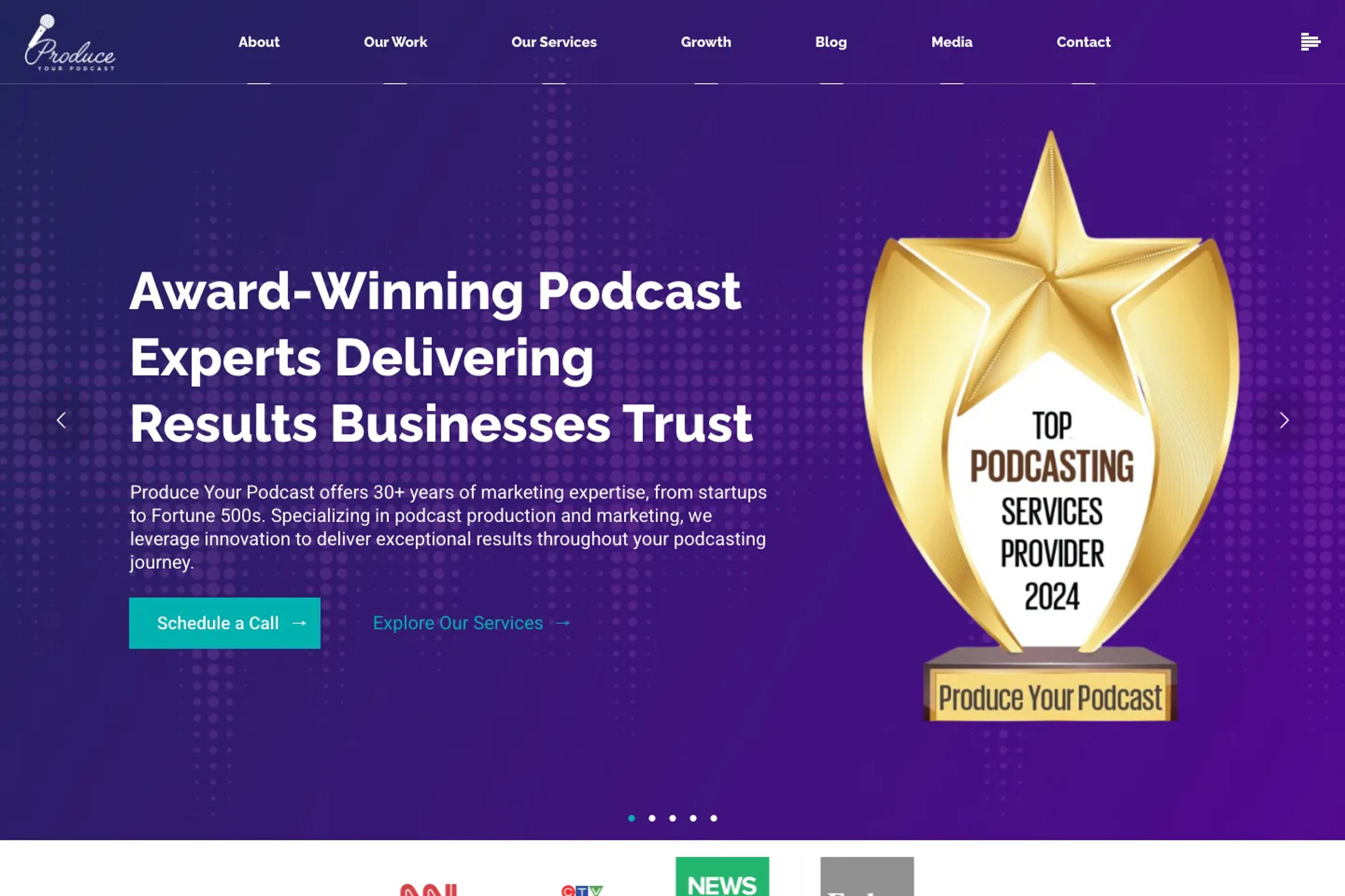 Produce Your Podcast website homepage