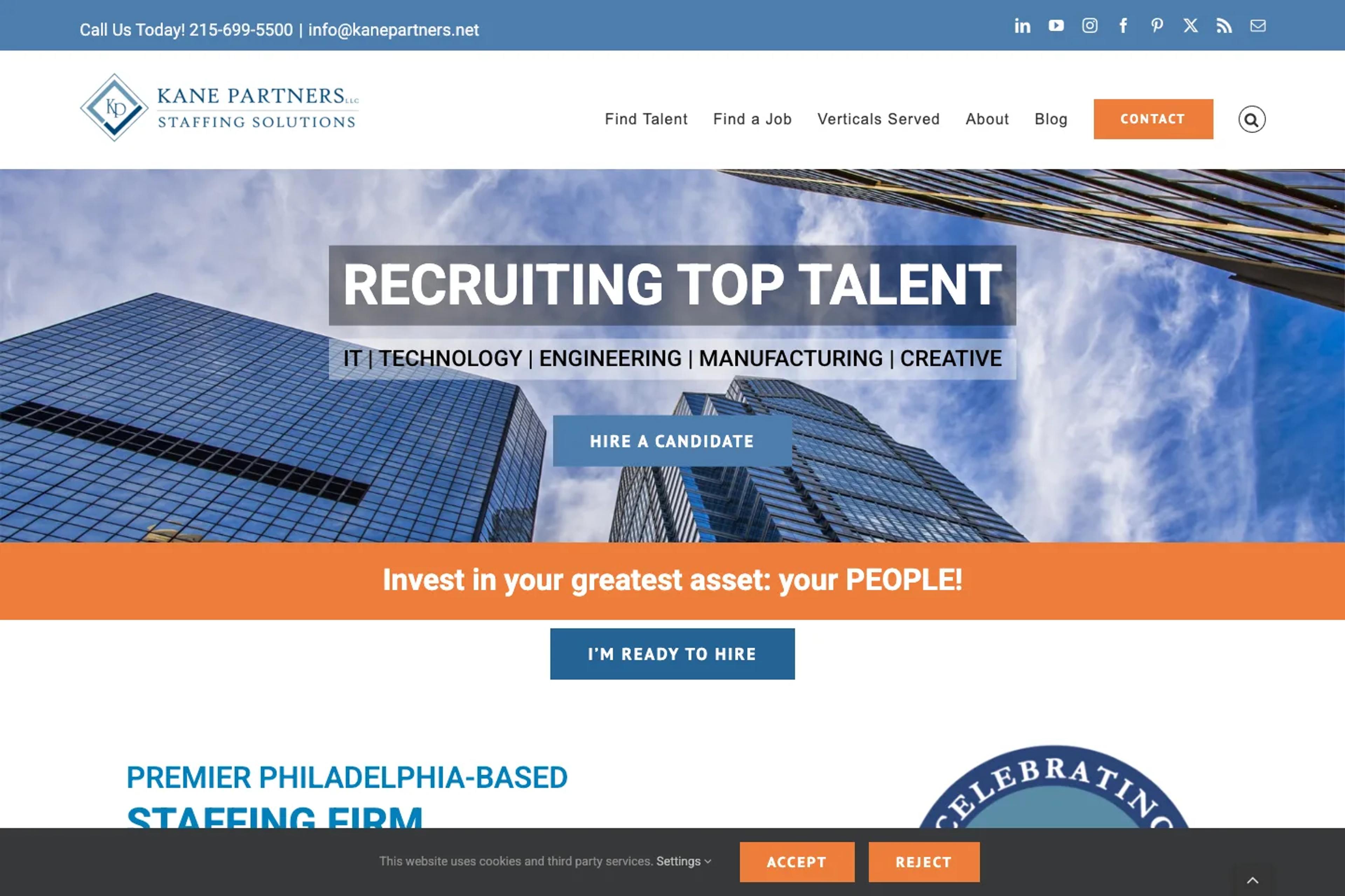 Kane Partners website homepage