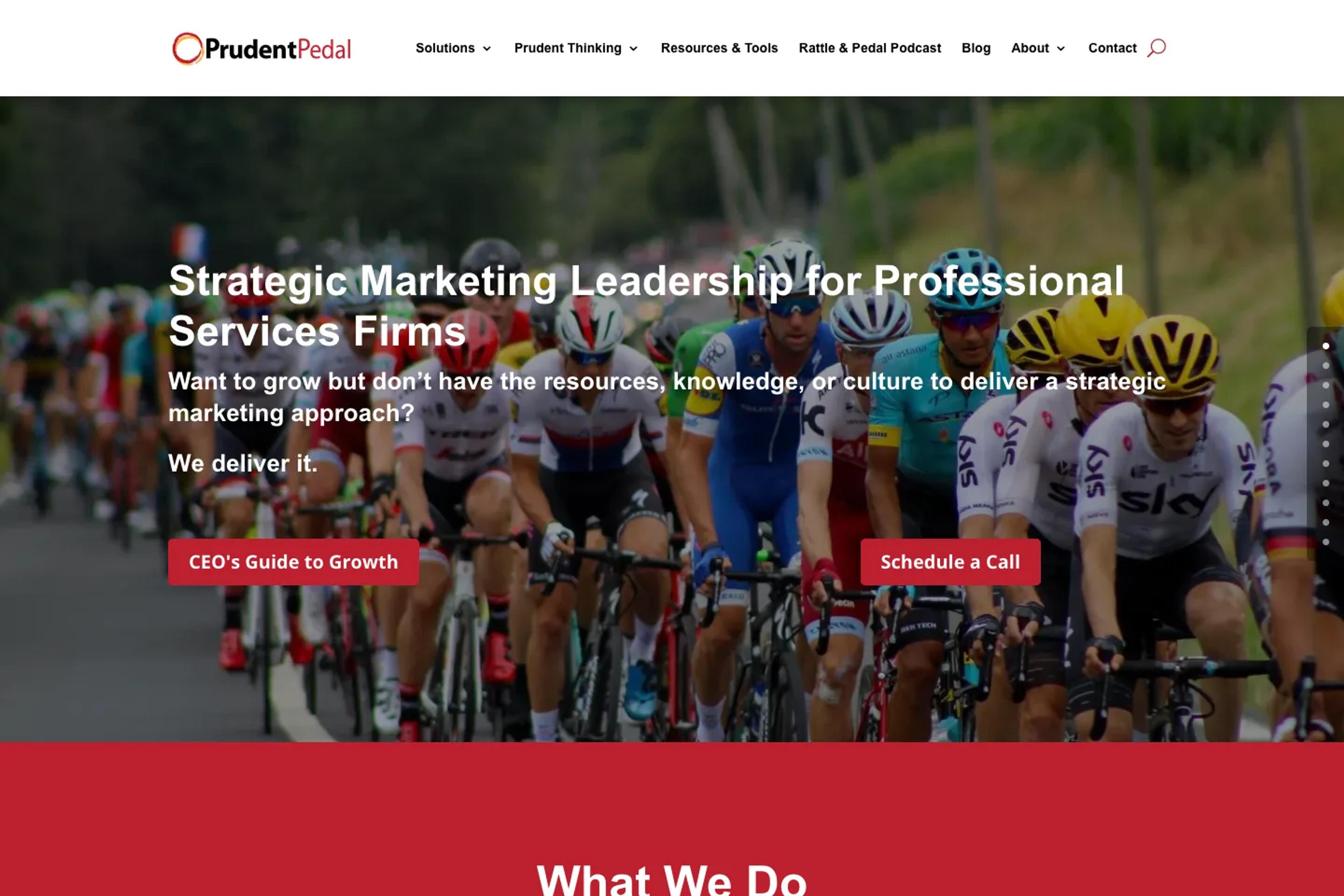 Prudent Pedal website homepage