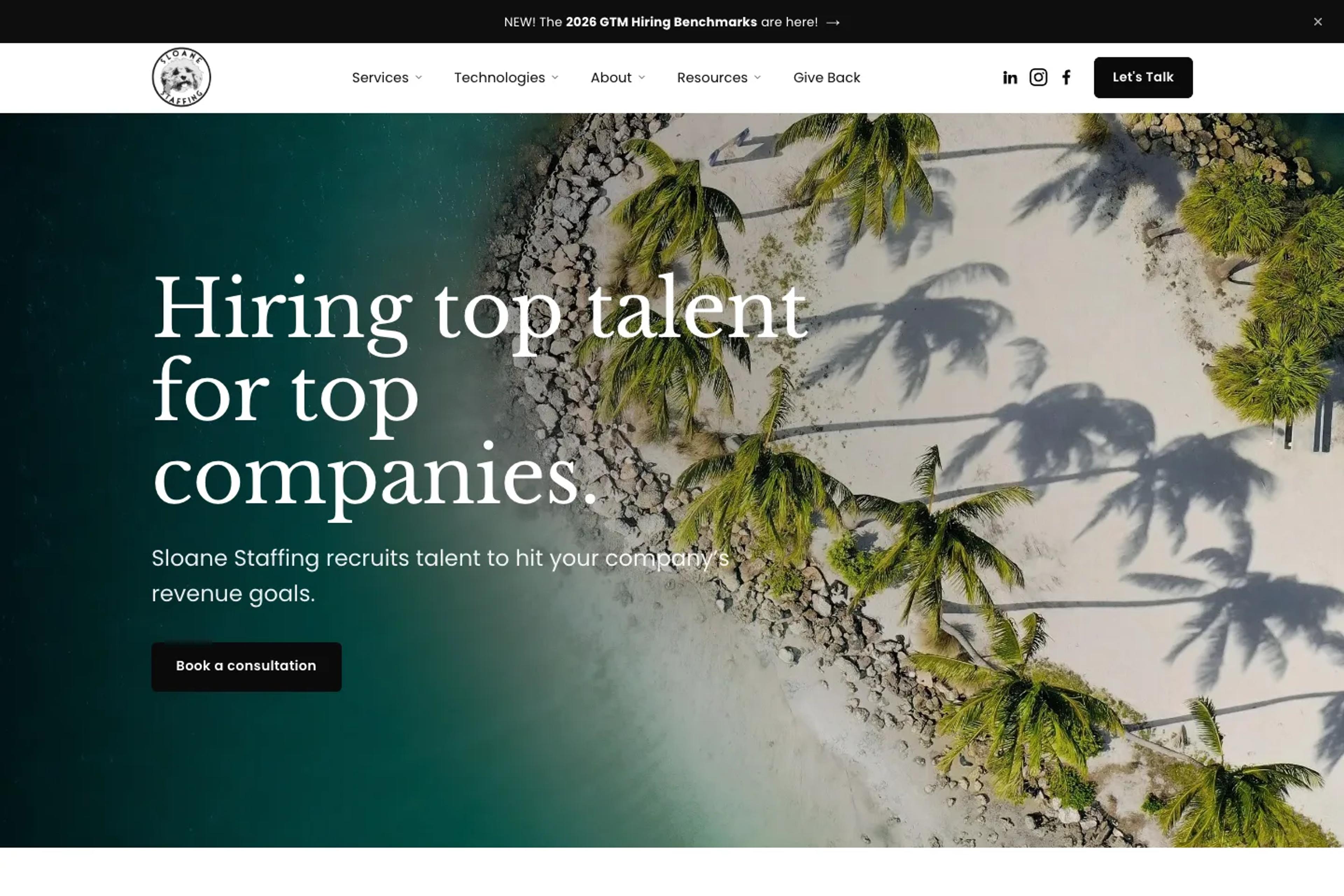 Sloane Staffing website homepage