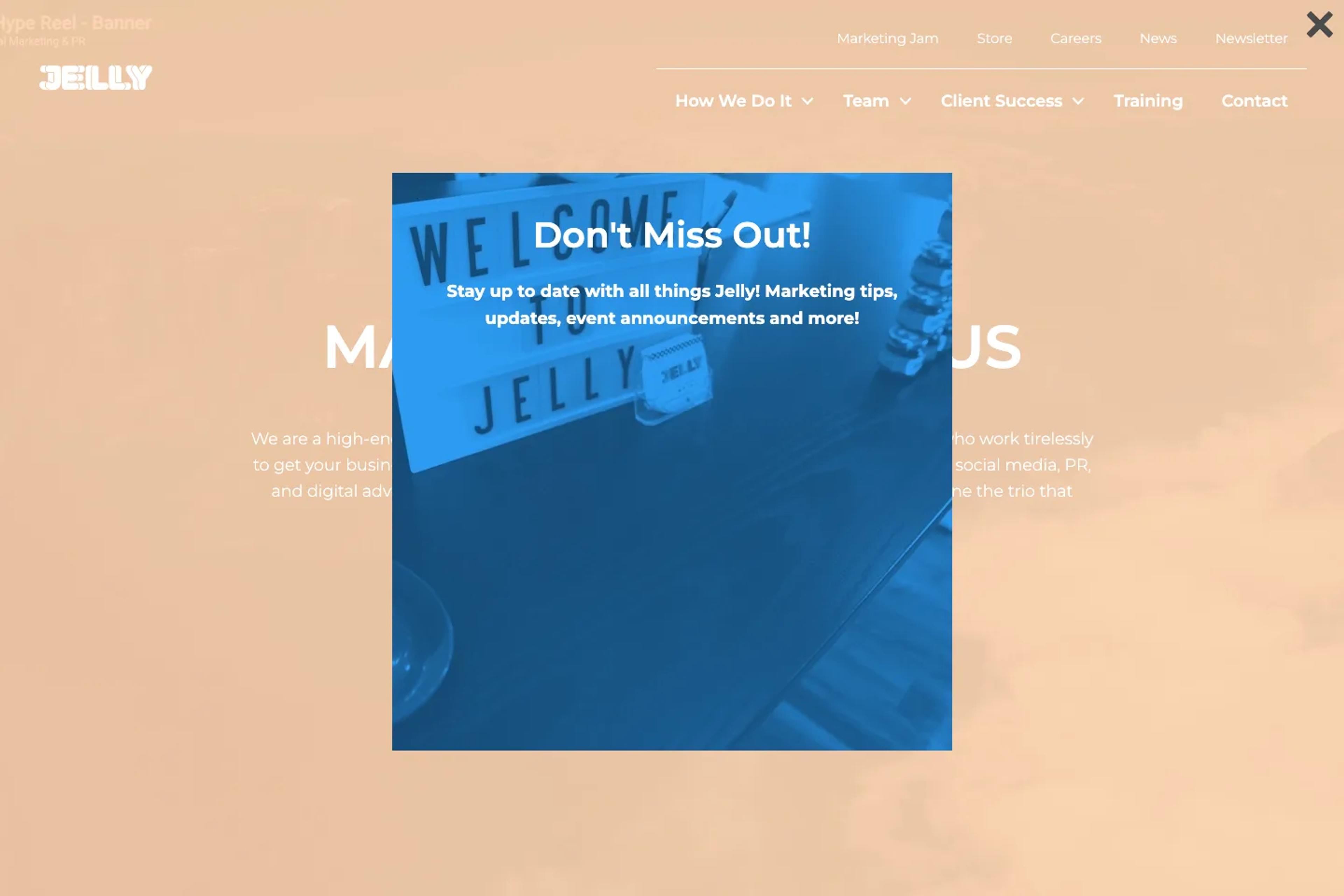 Jelly Marketing & PR website homepage