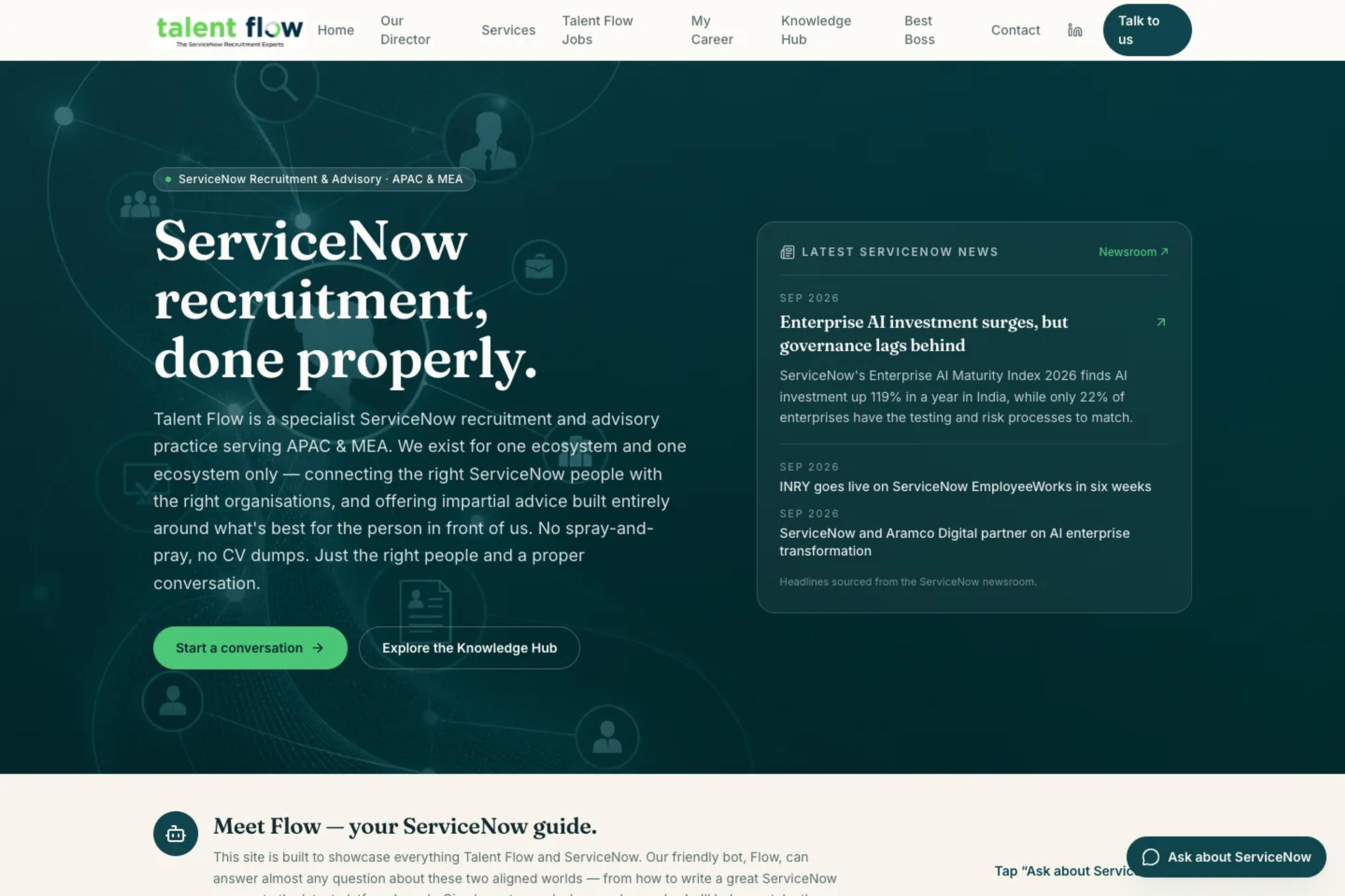 Talent Flow website homepage