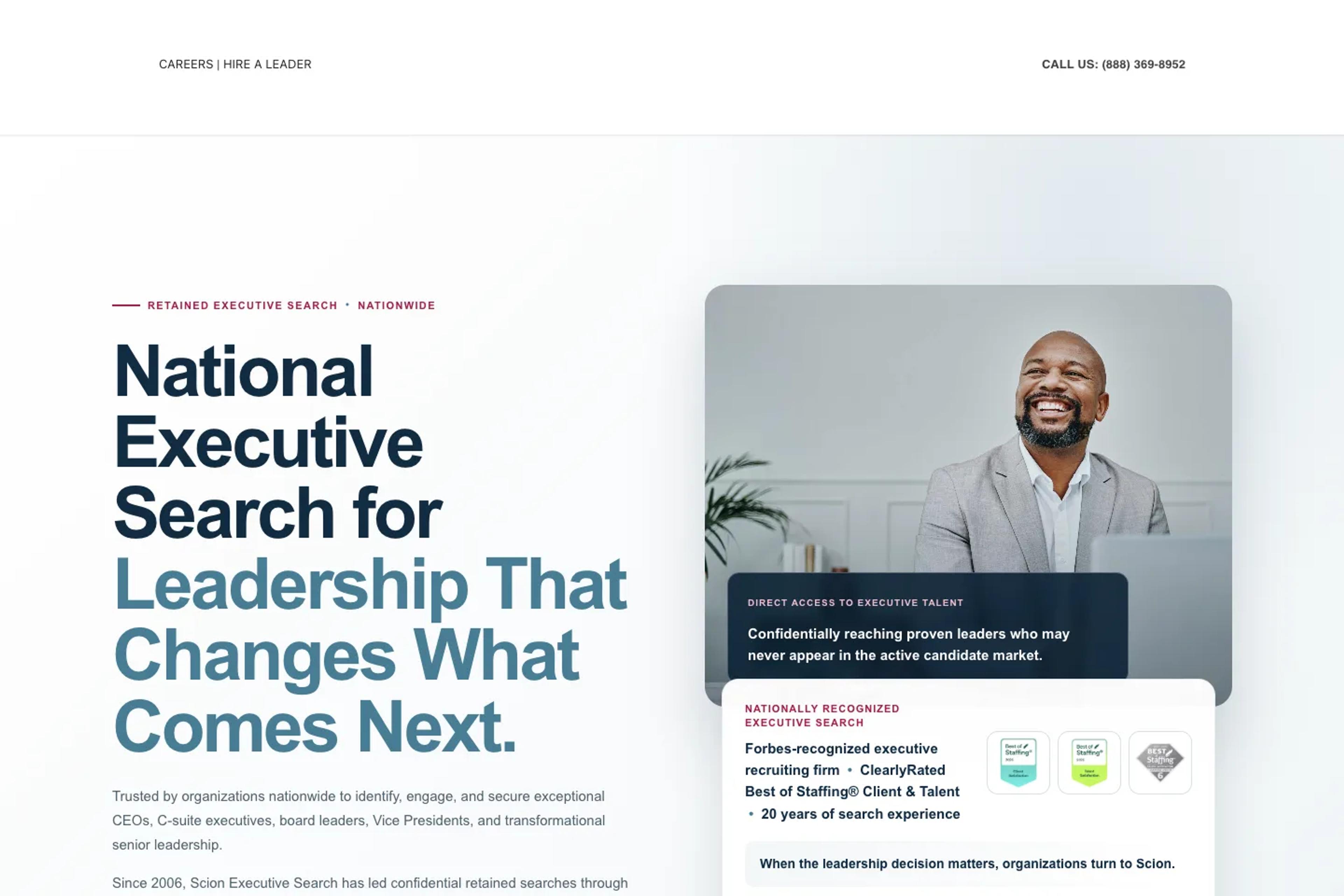 Scion Executive Search website homepage