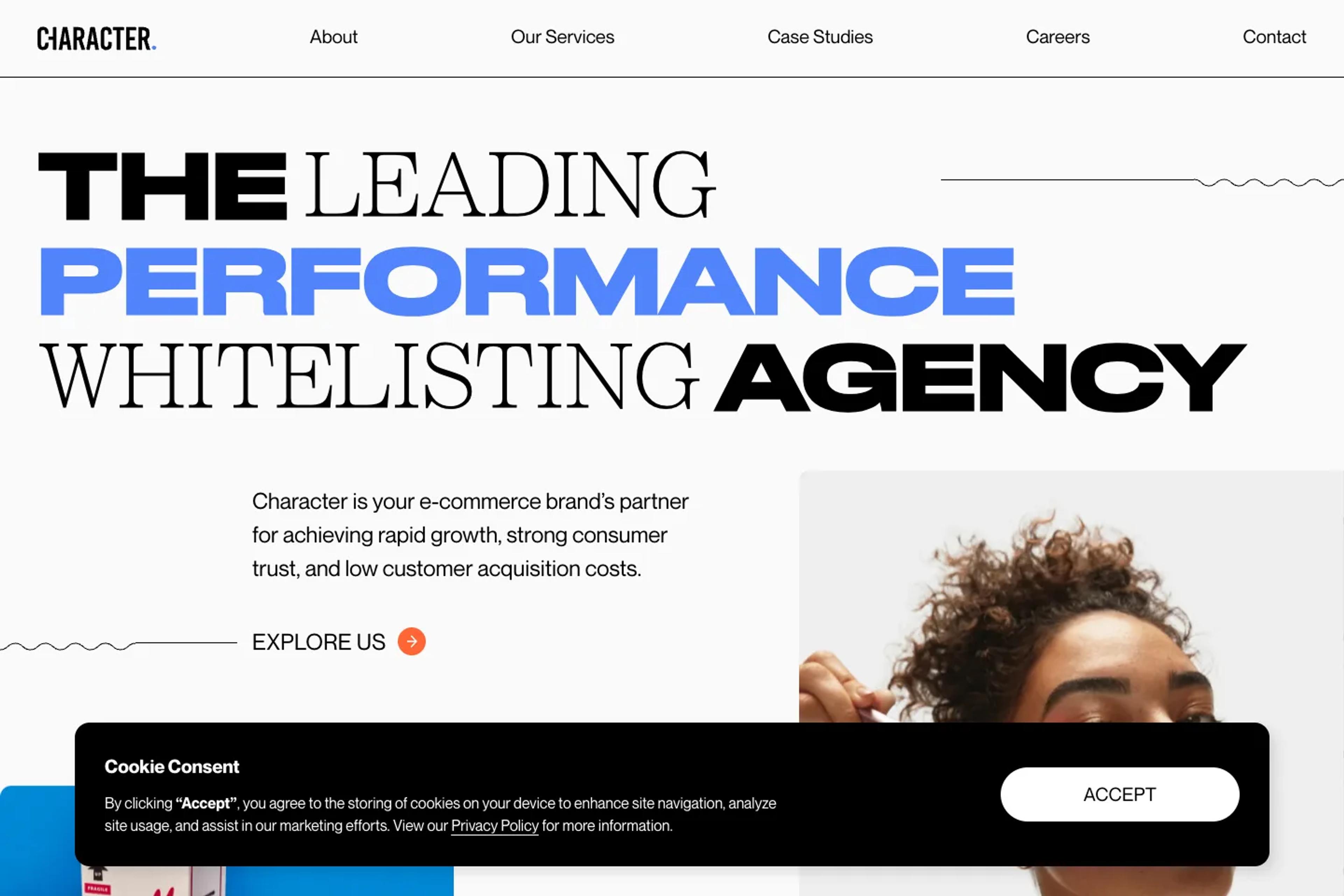 Character website homepage