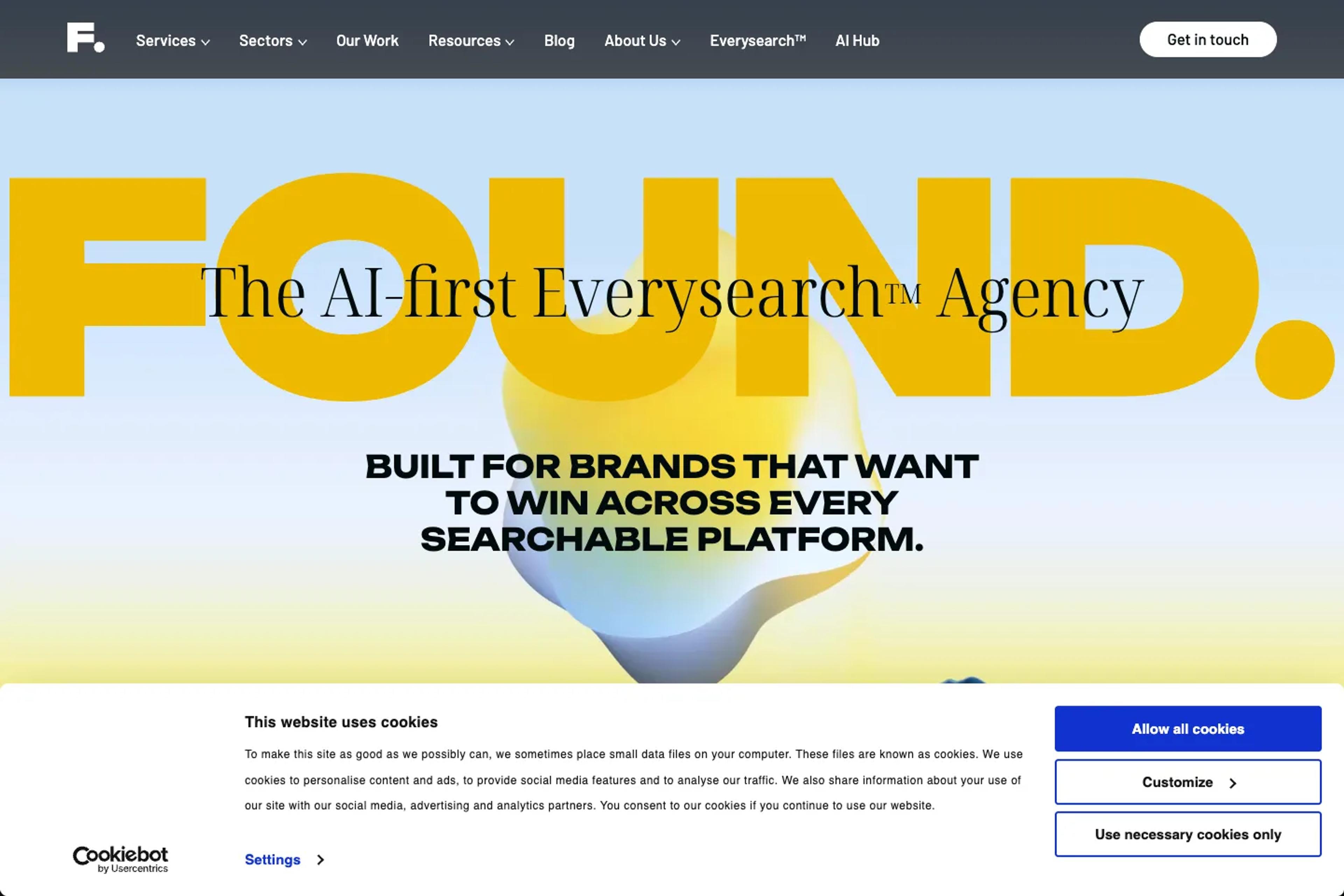 Found website homepage