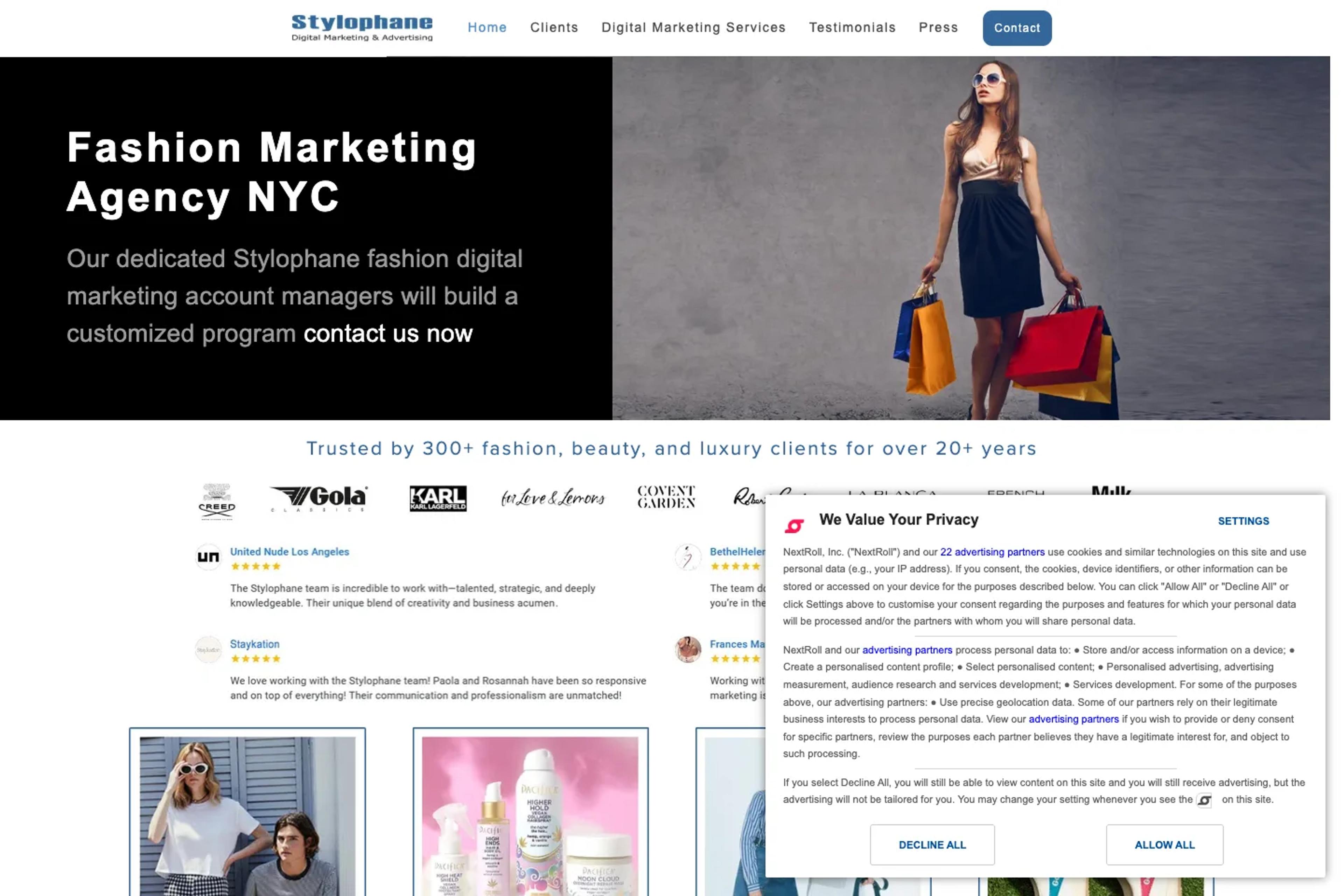 Stylophane website homepage