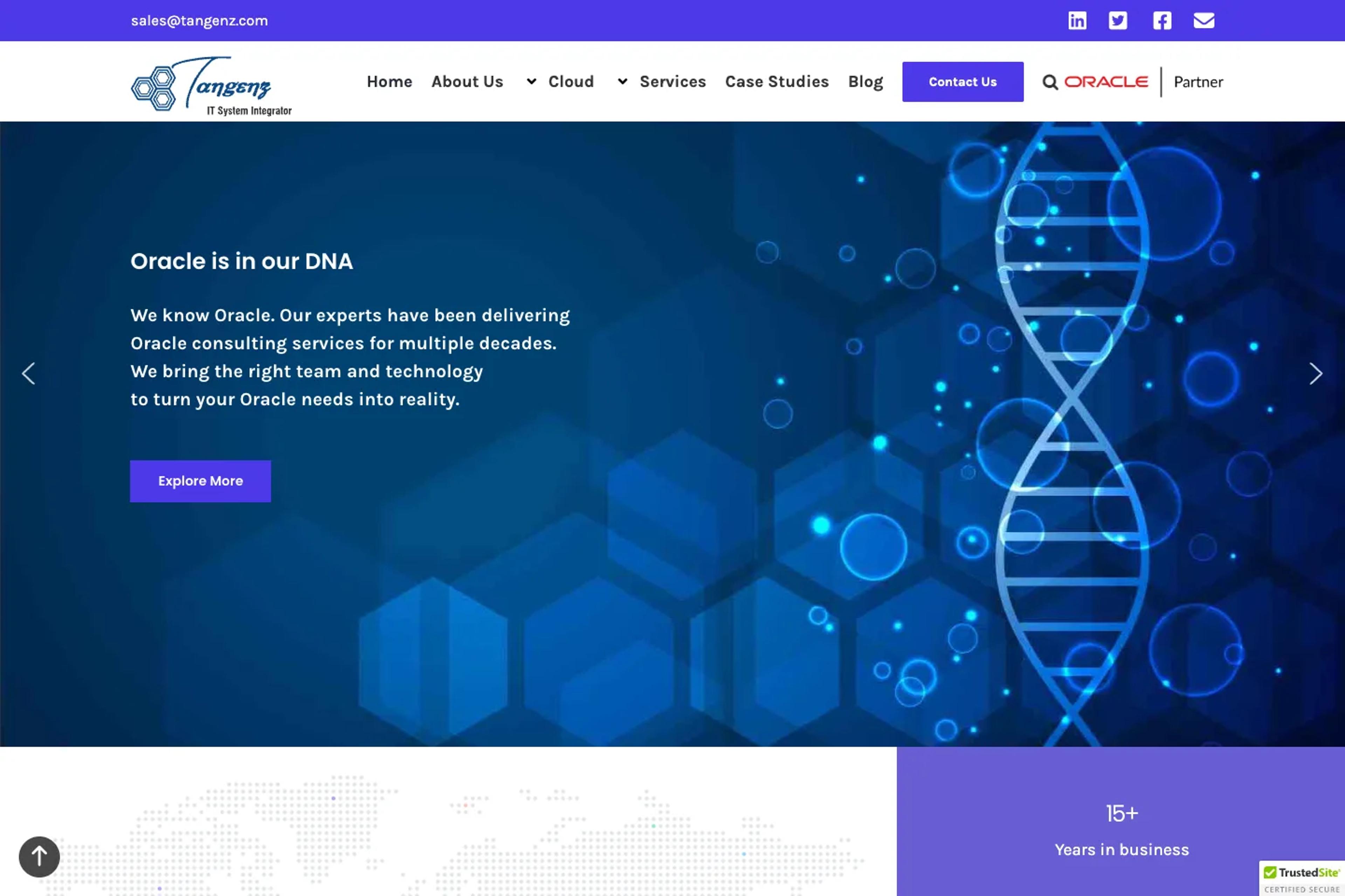 Tangenz website homepage