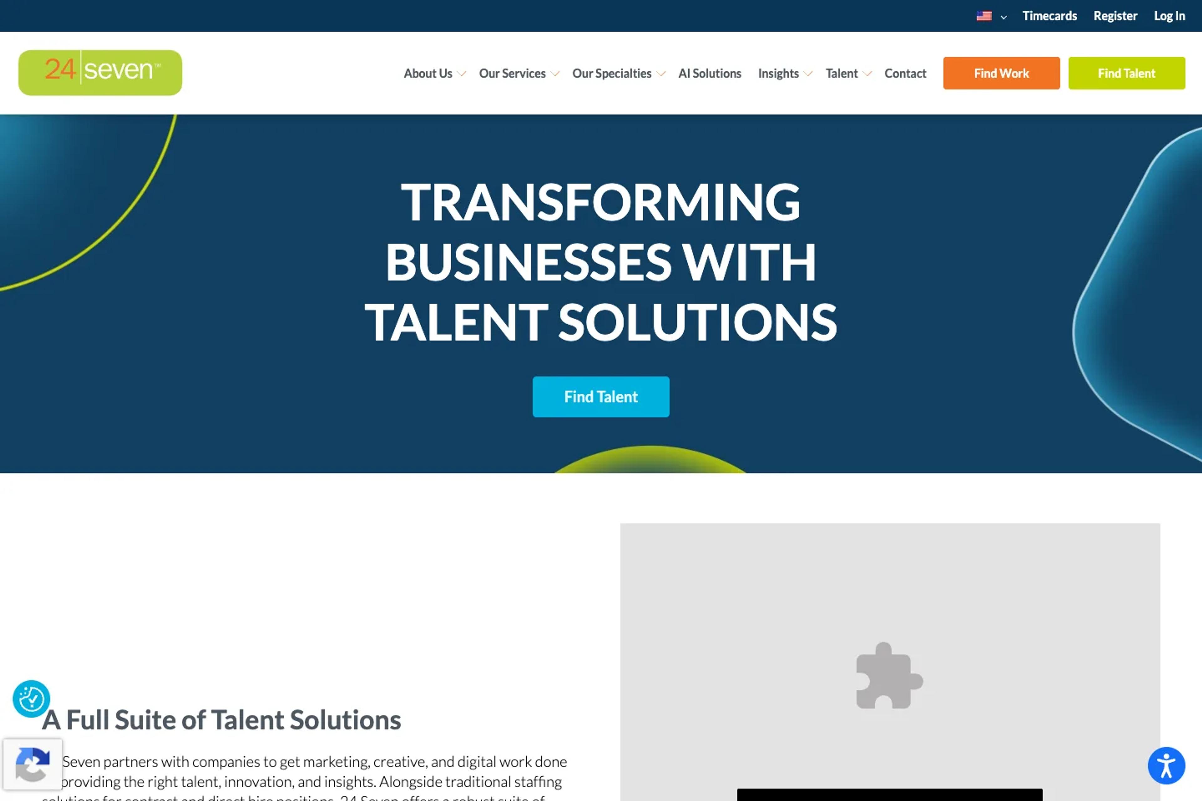 24 Seven Talent website homepage