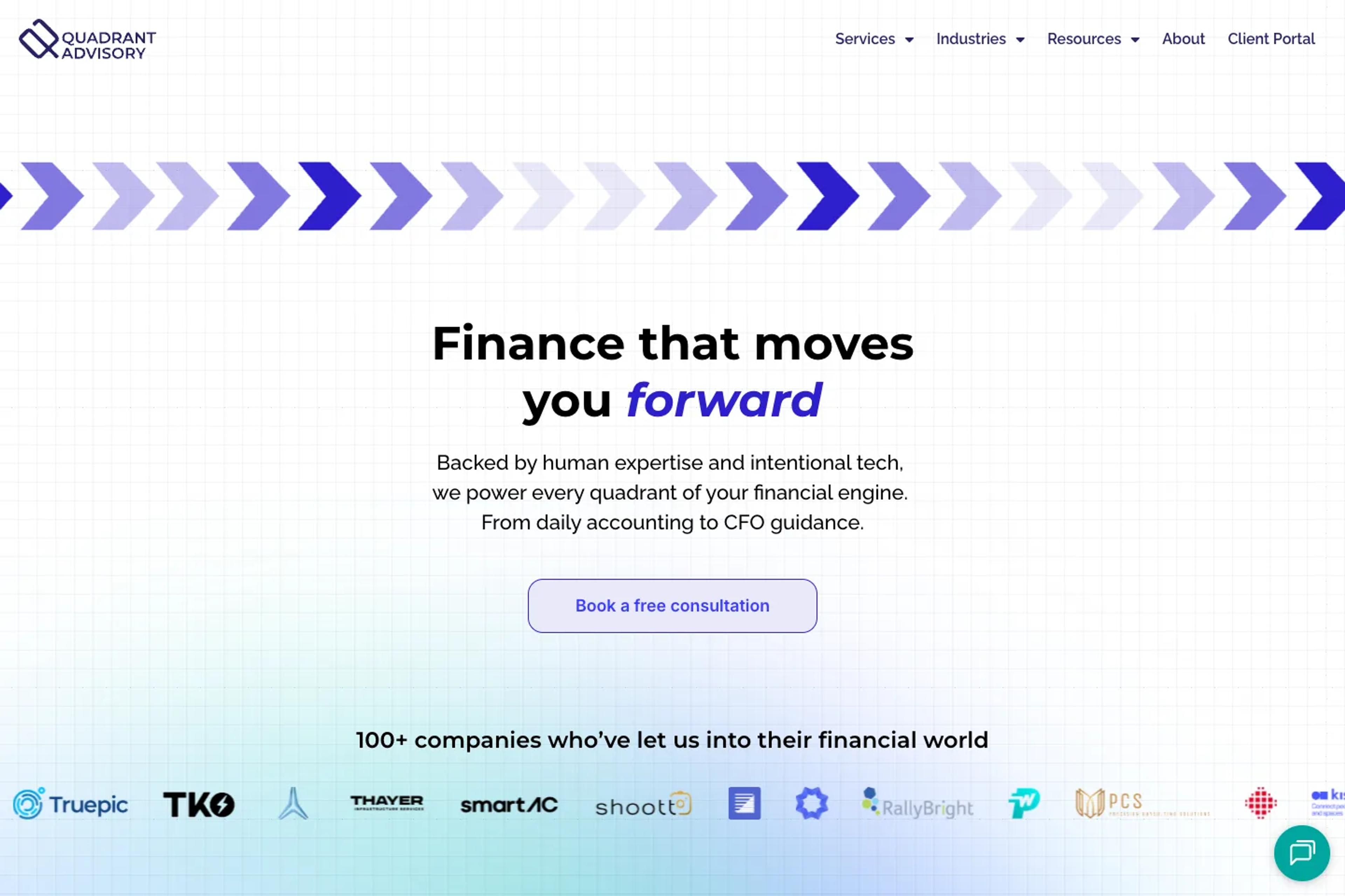Quadrant Advisory website homepage